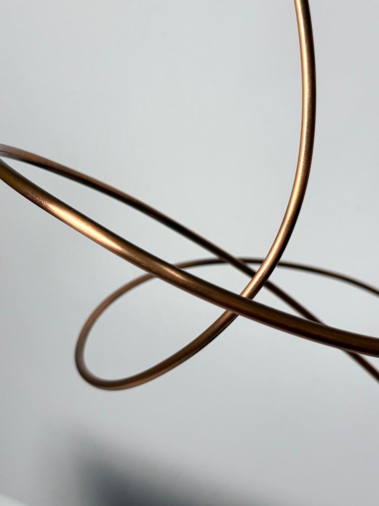 Large Abstract Copper Wire Sculpture on Black Marble Base by James Nani 1970's 4