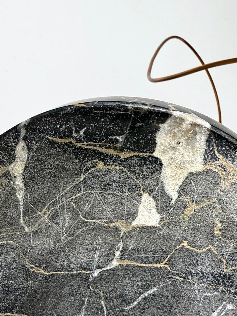 Large Abstract Copper Wire Sculpture on Black Marble Base by James Nani 1970's 6