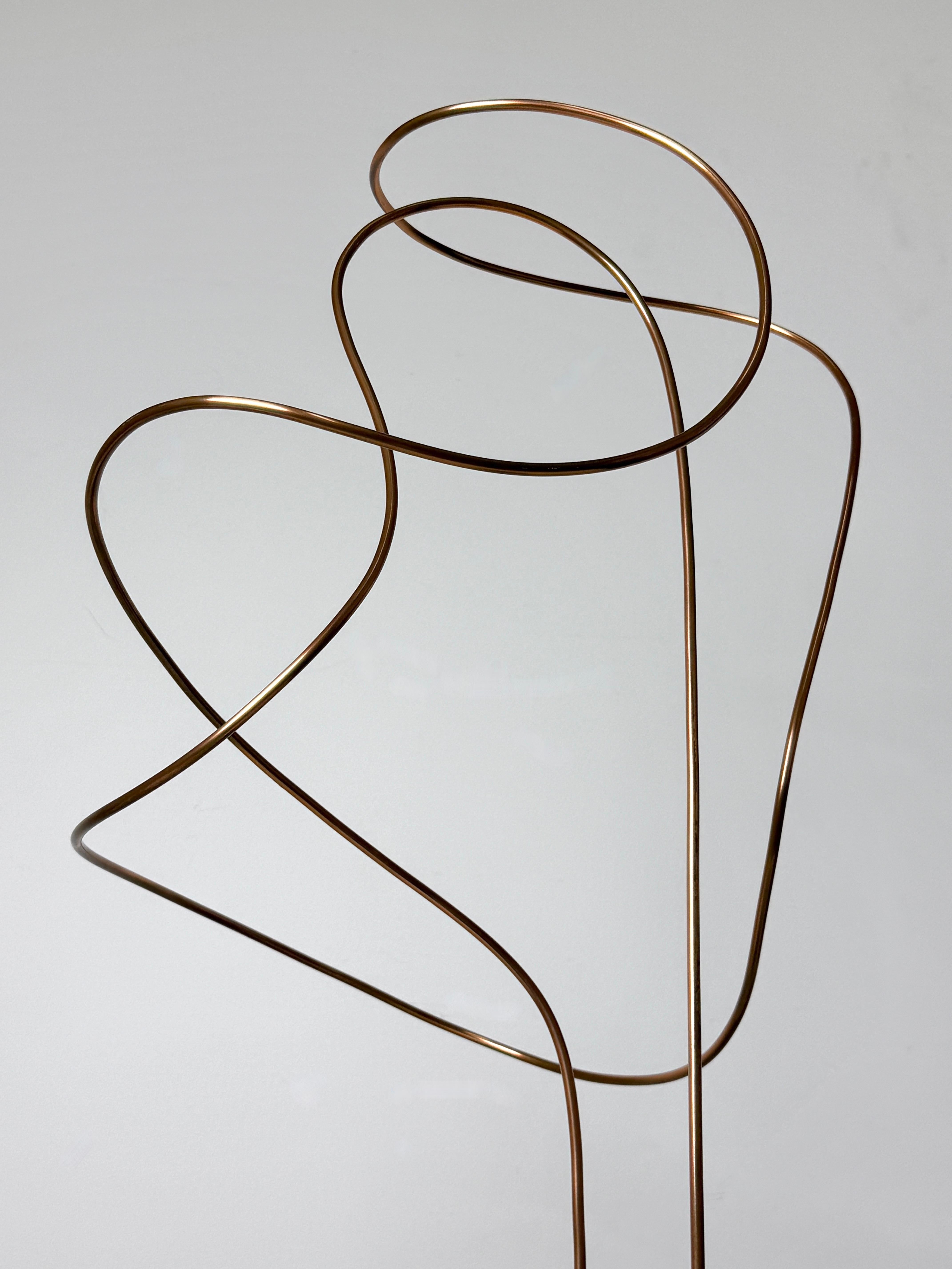 Large Abstract Copper Wire Sculpture on Black Marble Base by James Nani 1970's In Good Condition In Troy, MI