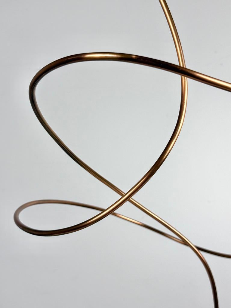 Large Abstract Copper Wire Sculpture on Black Marble Base by James Nani 1970's 3