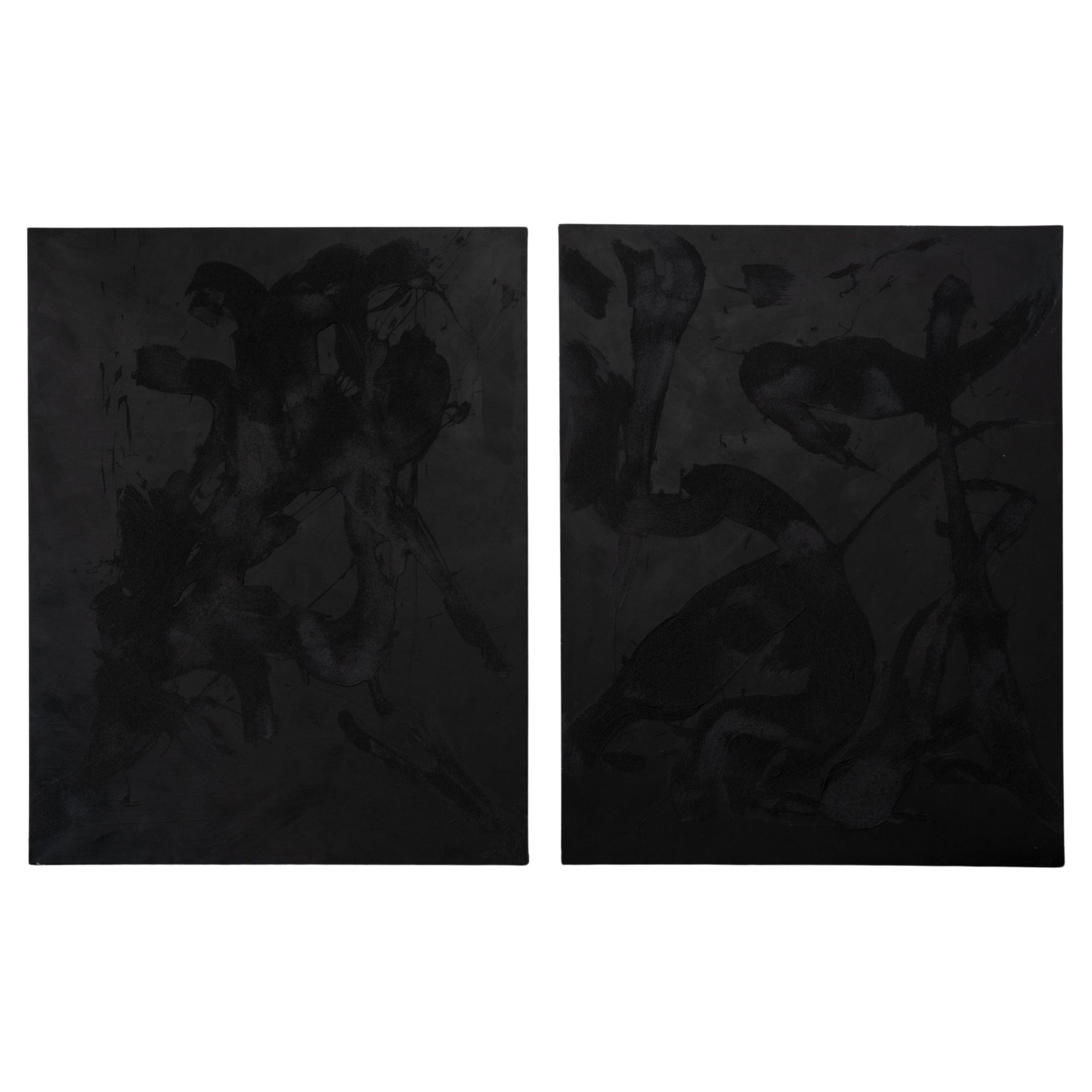 Large Abstract Diptych, Mixed Media on Canvas by Alyse Stone RCA For Sale