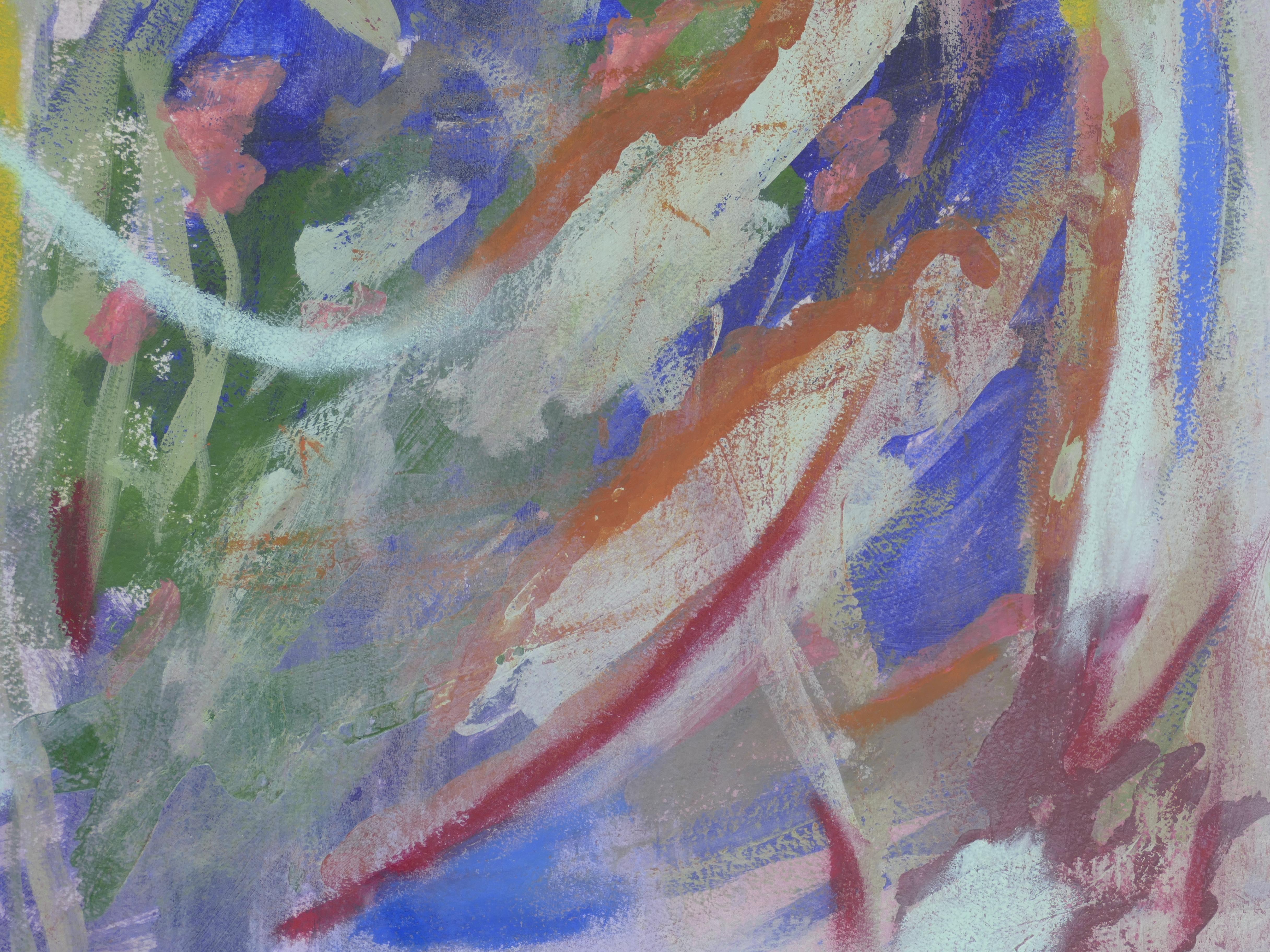 Grande peinture abstraite vintage en diptyque, signée, 2014, encadrée sous verre en vente 5