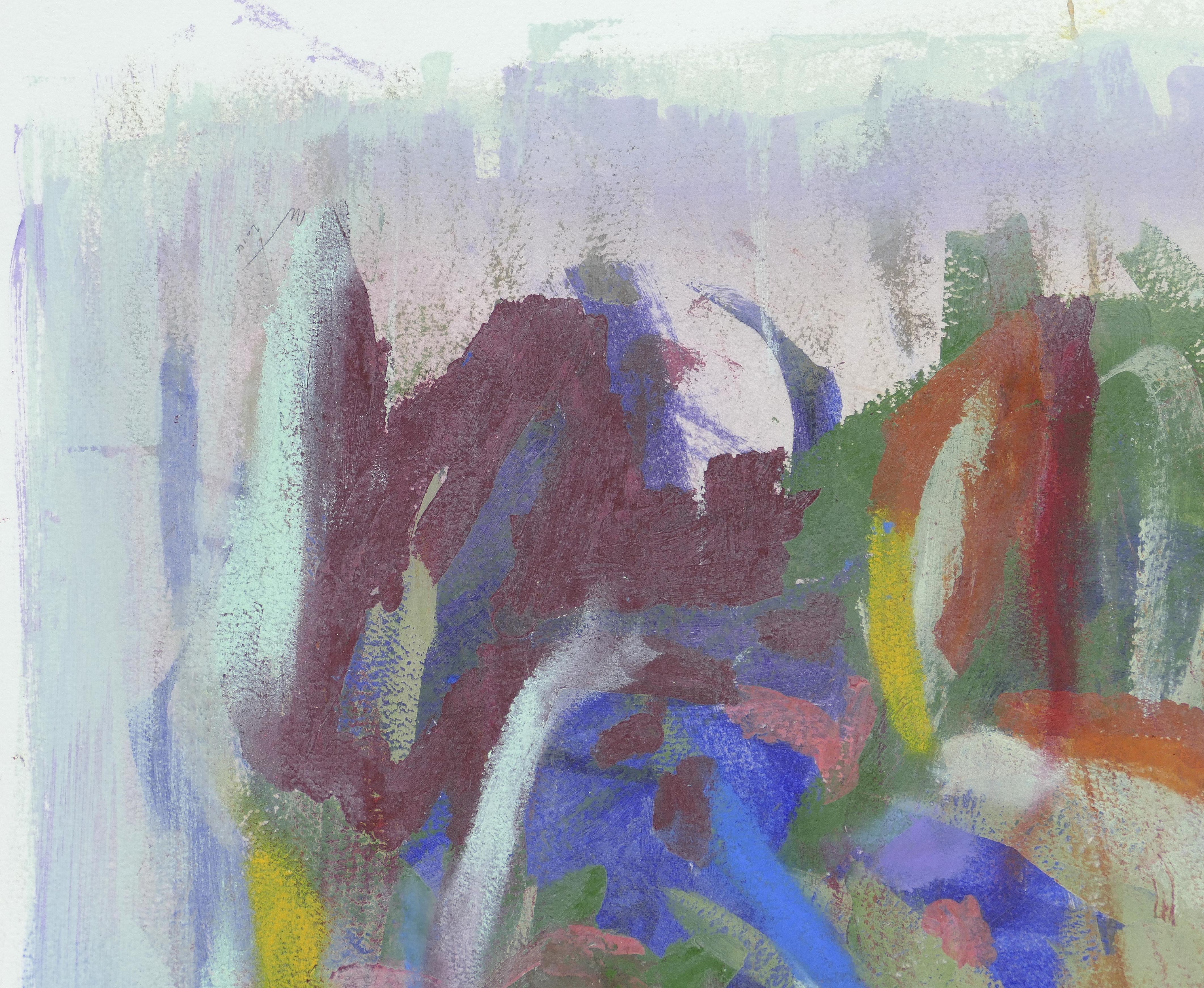 Américain Grande peinture abstraite vintage en diptyque, signée, 2014, encadrée sous verre en vente
