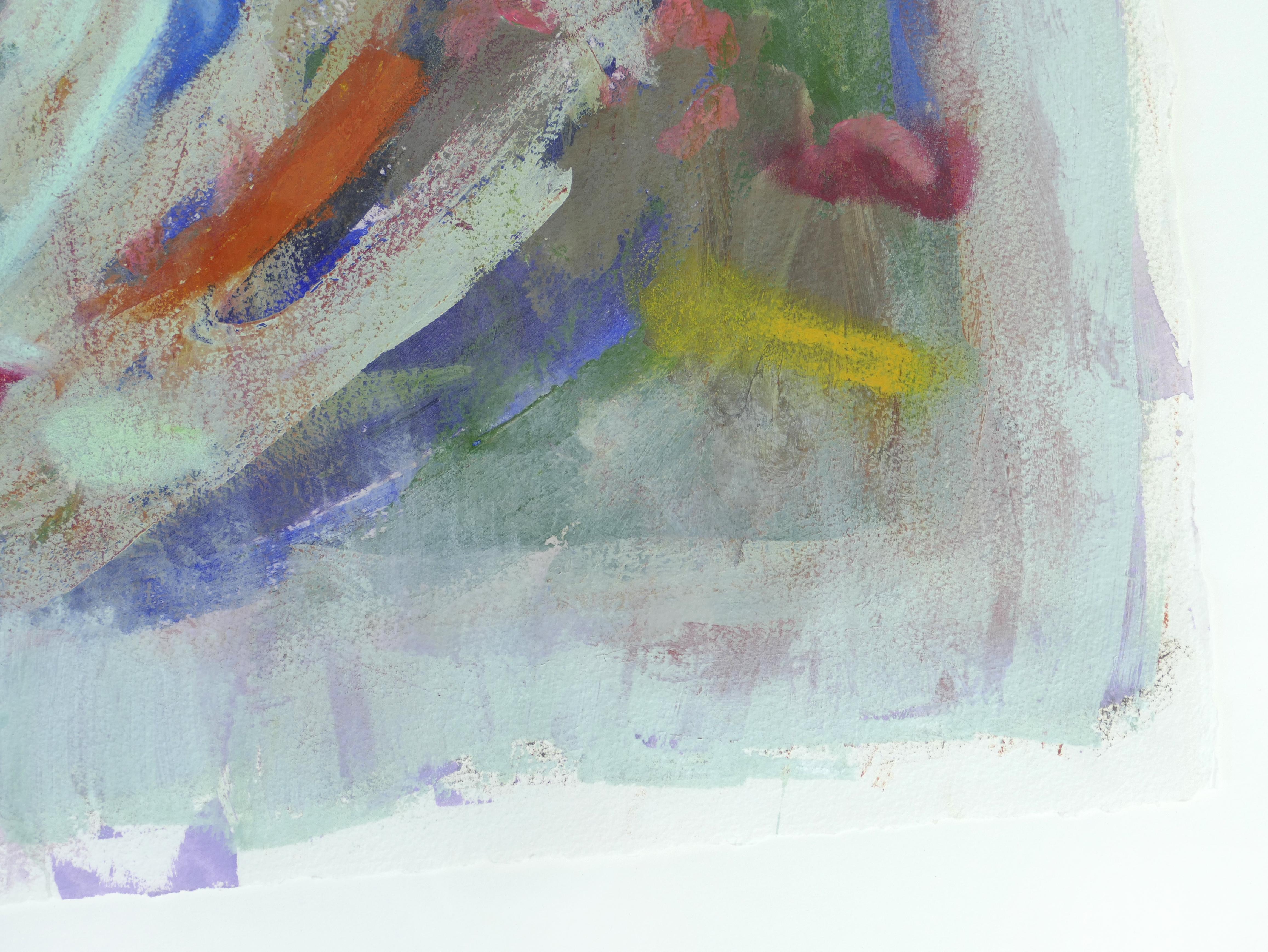 Grande peinture abstraite vintage en diptyque, signée, 2014, encadrée sous verre Bon état - En vente à Miami, FL