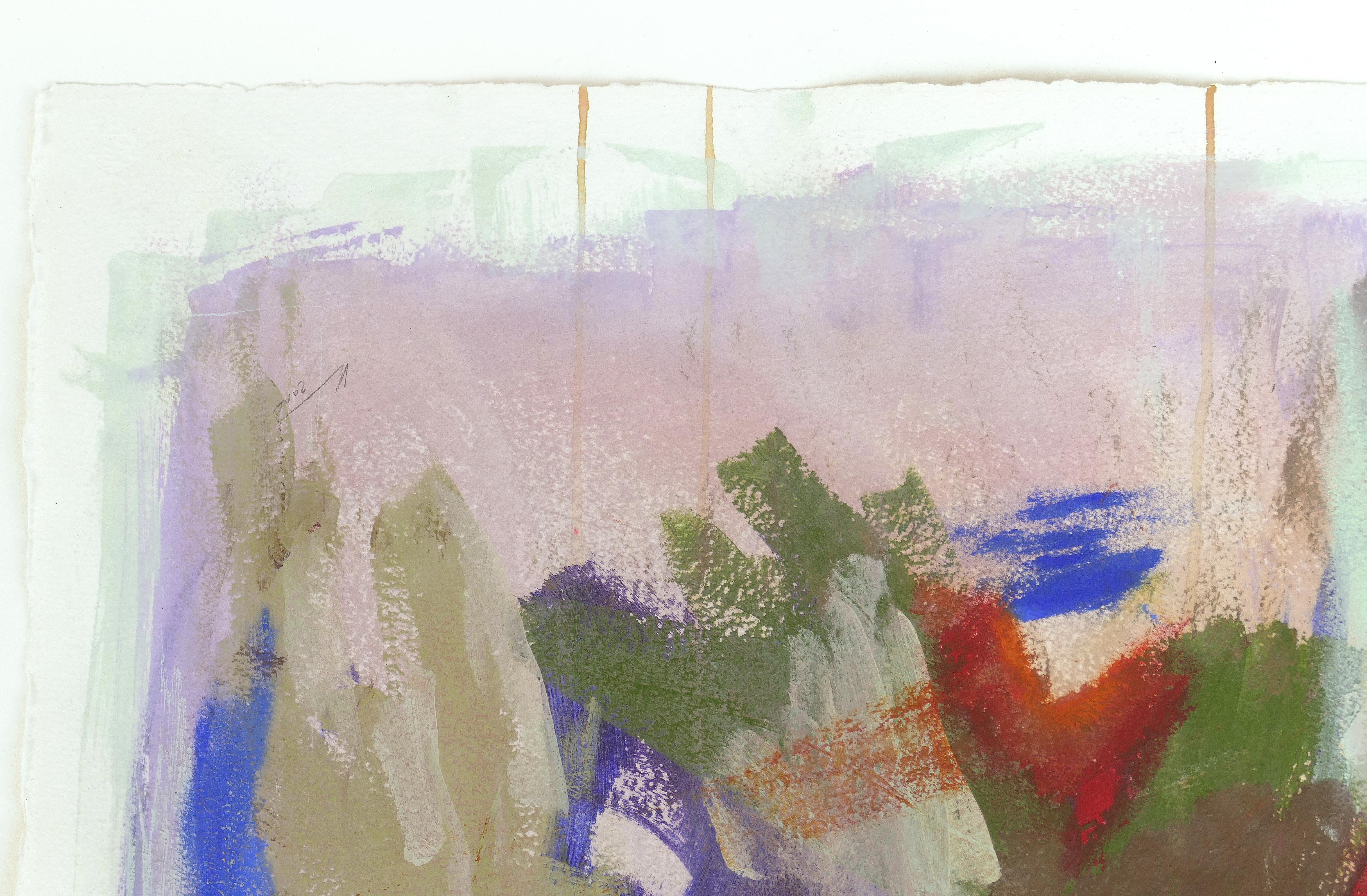 XXIe siècle et contemporain Grande peinture abstraite vintage en diptyque, signée, 2014, encadrée sous verre en vente