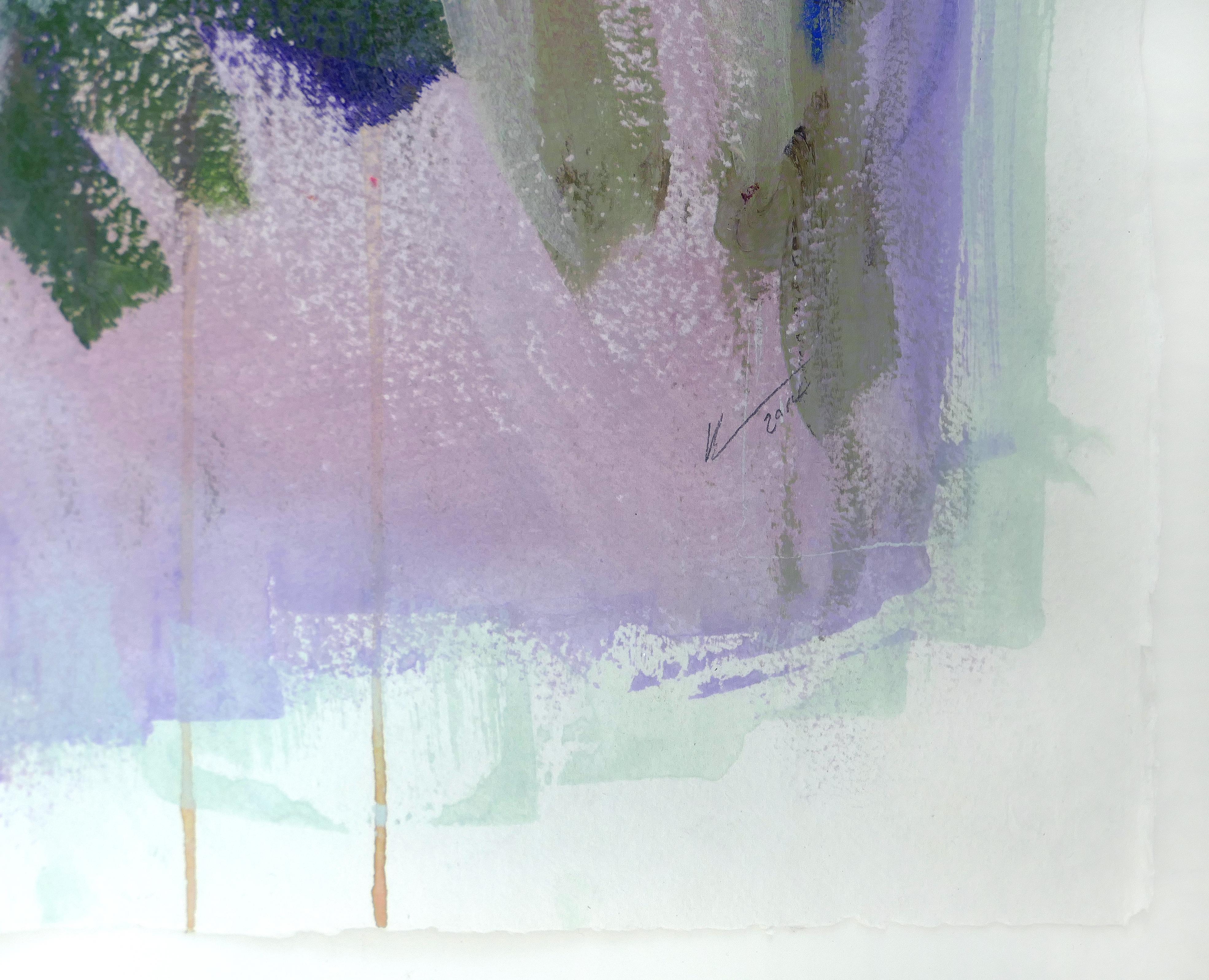 Grande peinture abstraite vintage en diptyque, signée, 2014, encadrée sous verre en vente 1