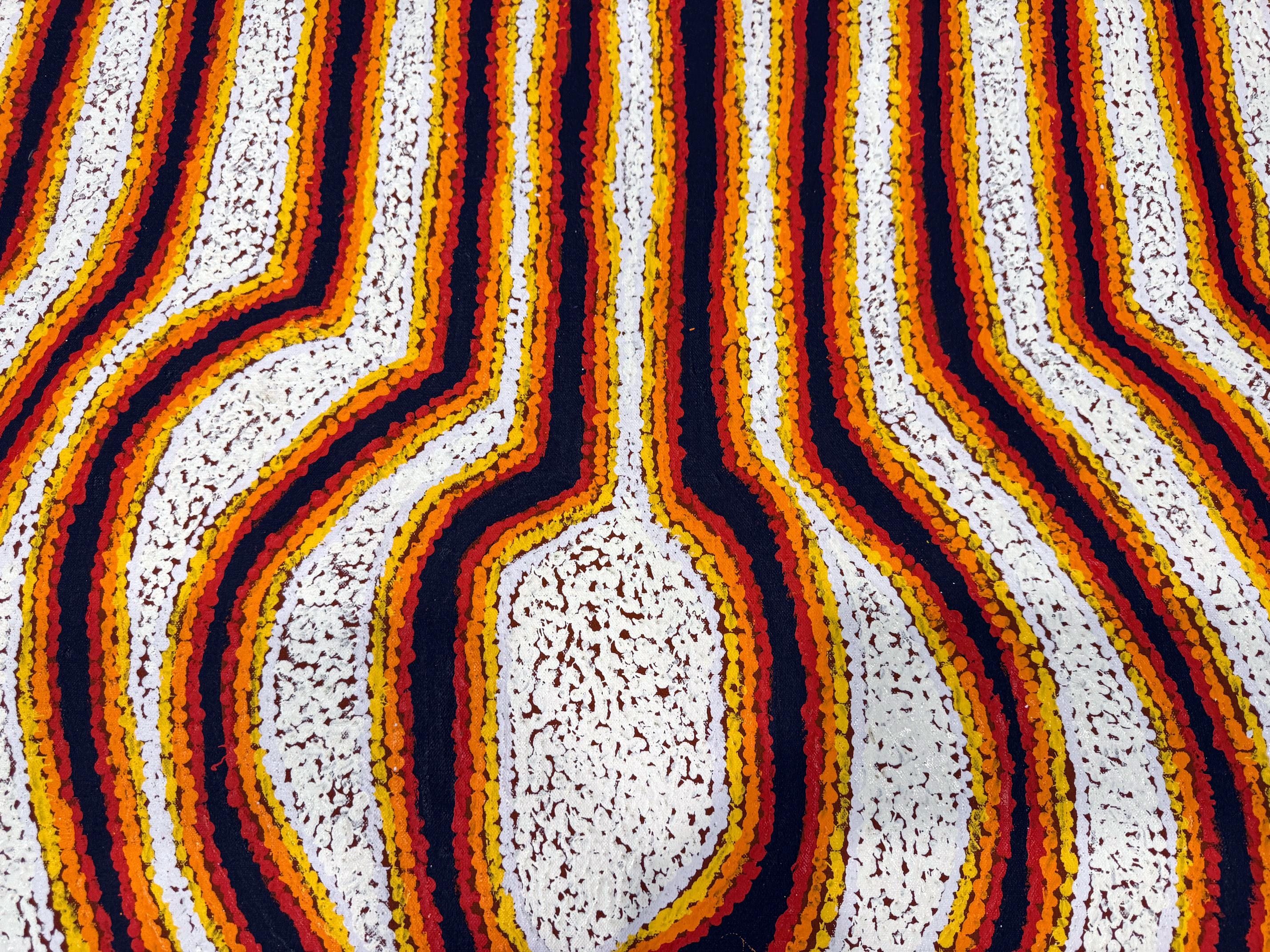 Large Abstract Dreamtime Aboriginal Painting by Eileen Napatjarri For Sale 2
