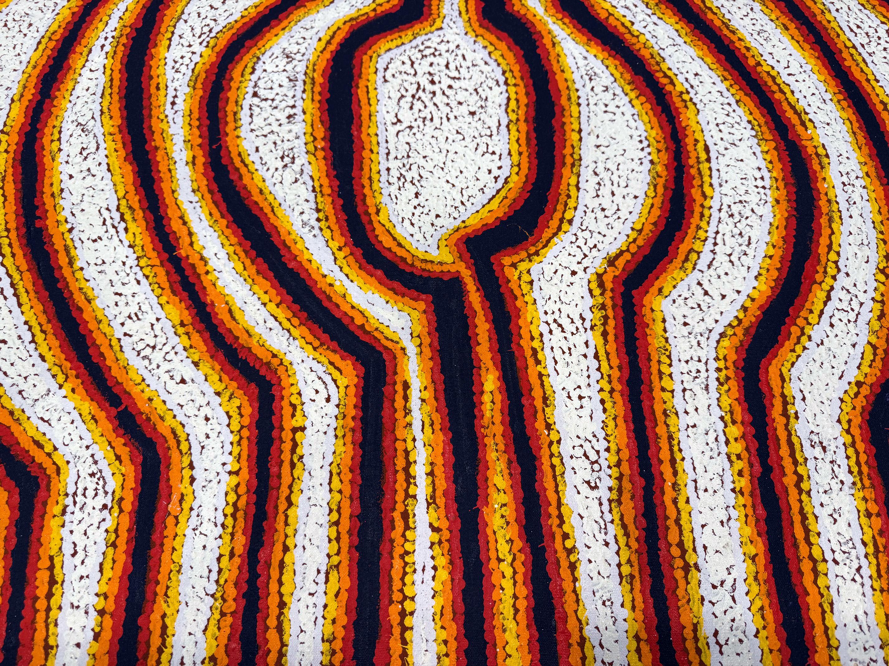 Hand-Painted Large Abstract Dreamtime Aboriginal Painting by Eileen Napatjarri For Sale