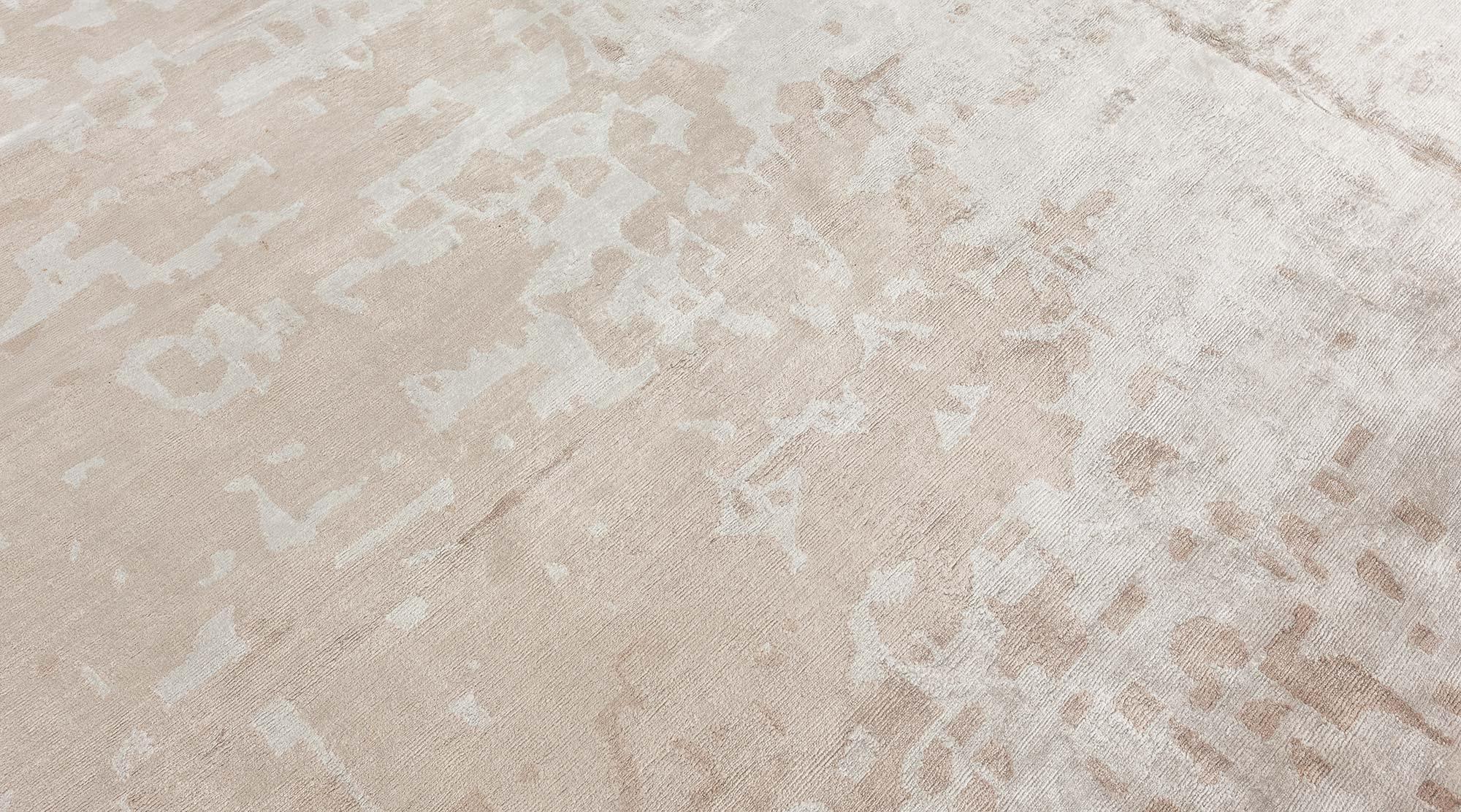 Nepalese Large Abstract Dusk Beige Silk Rug by Doris Leslie Blau For Sale