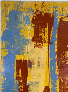 Large Abstract Expressionist Painting by John Frates, Florida, Blue Yellow Red