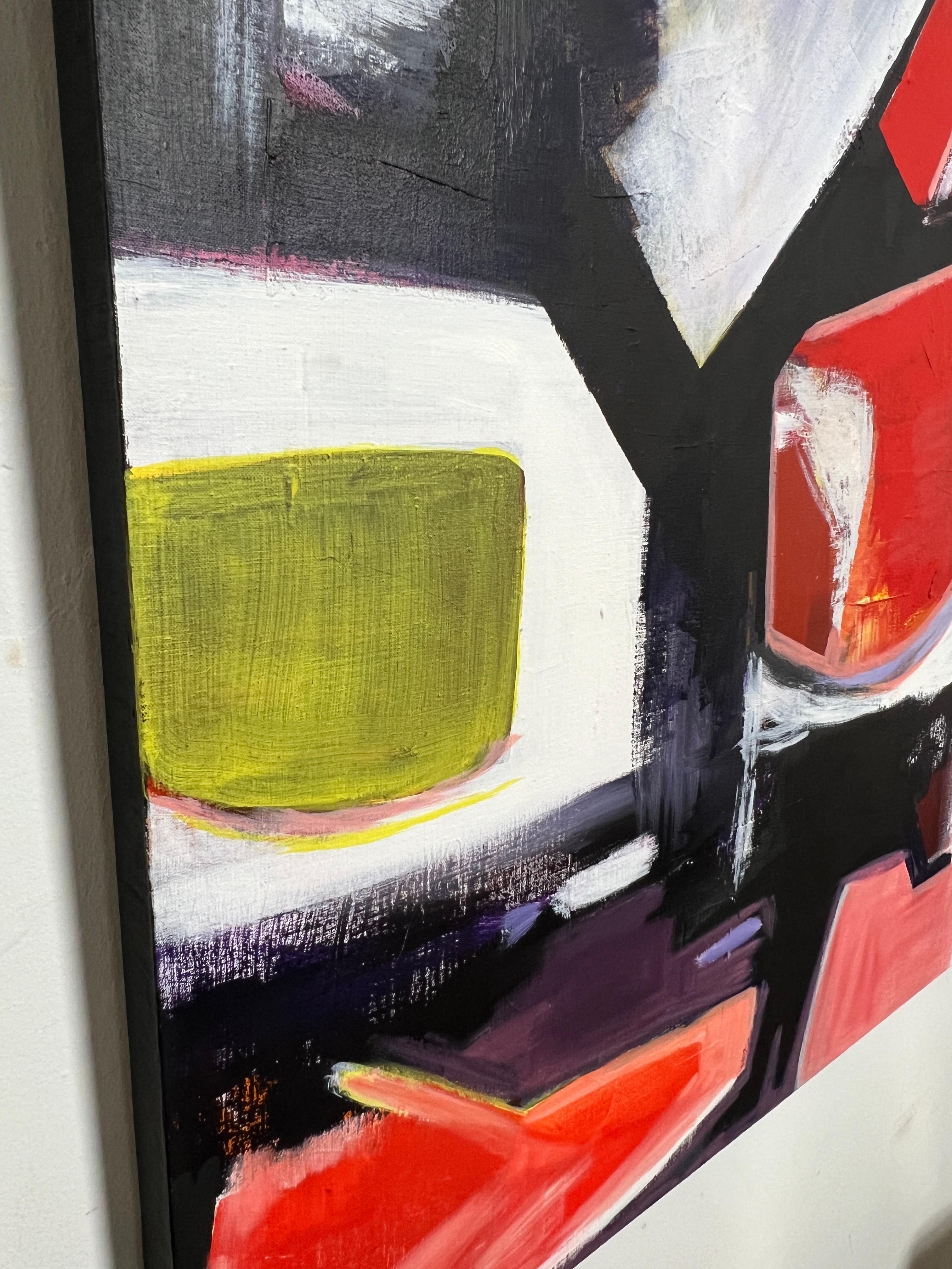 Mid-Century Modern Large Abstract Expressionist Painting Signed Moses Dated 1975 For Sale