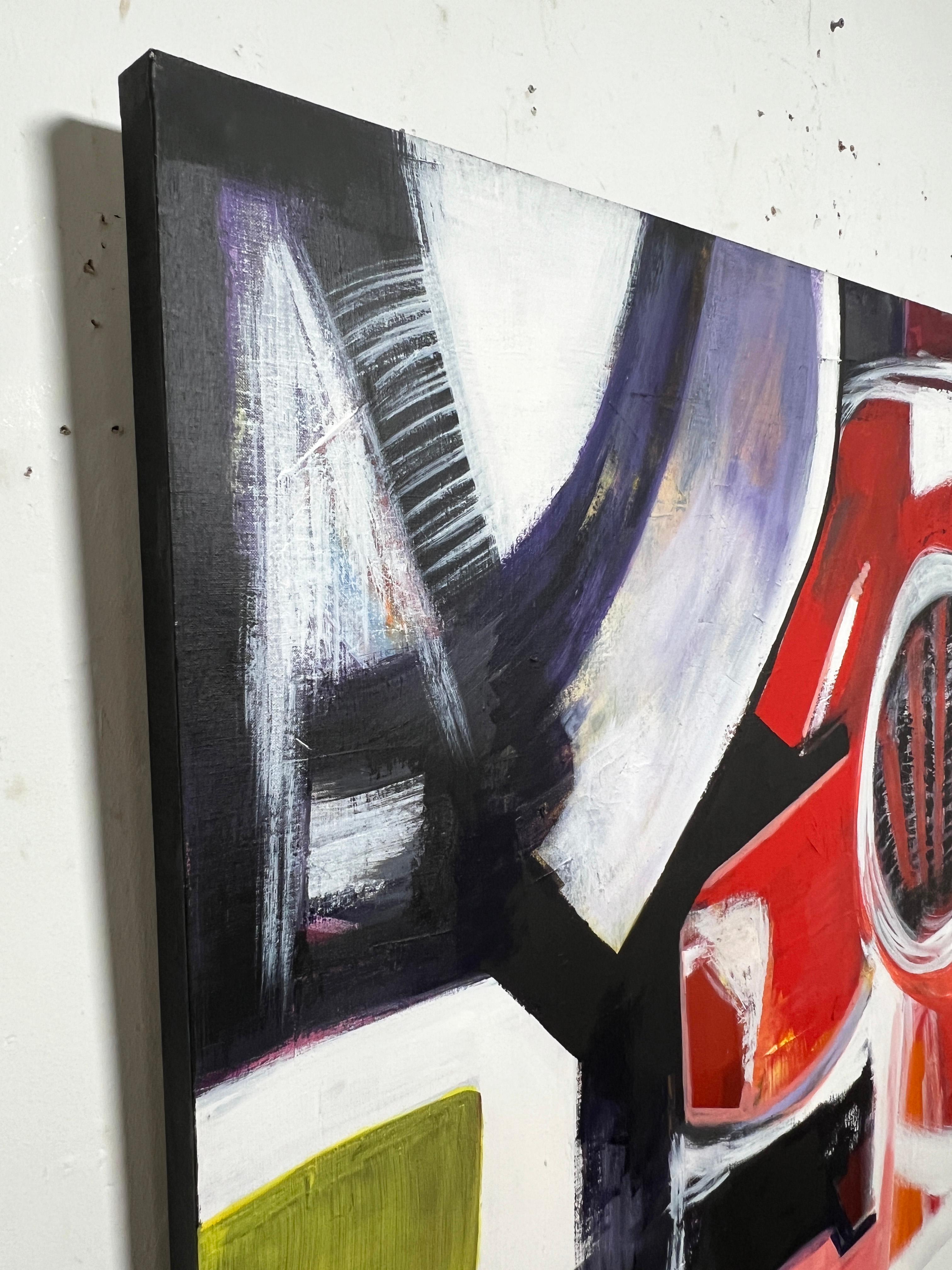 American Large Abstract Expressionist Painting Signed Moses Dated 1975 For Sale