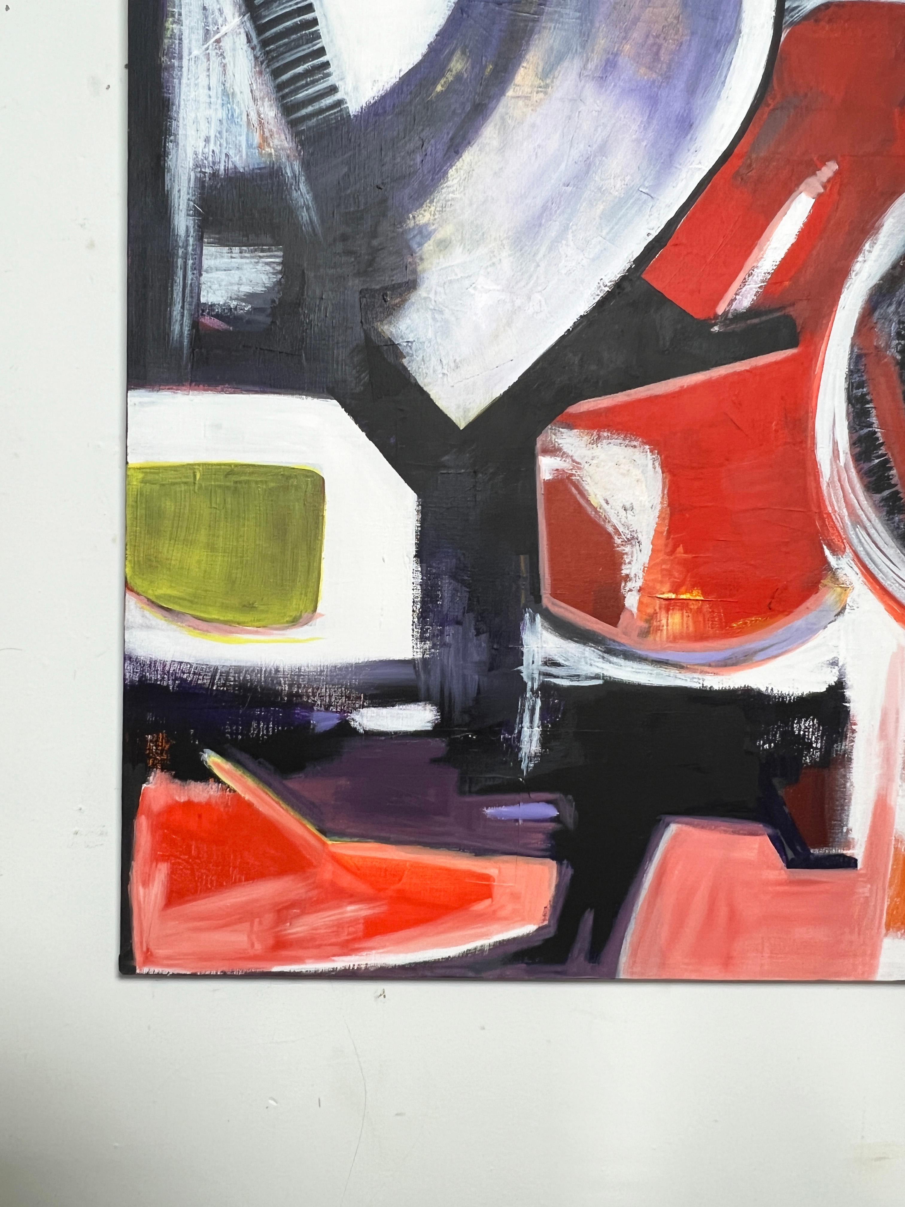 Late 20th Century Large Abstract Expressionist Painting Signed Moses Dated 1975 For Sale