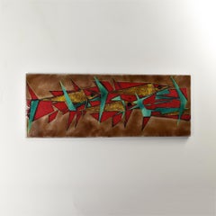 Large Abstract Fish Enameled Wall Plaque in the Style of Gio Ponti & De Poli