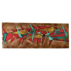 Large Abstract Fish Enameled Wall Plaque in the Style of Gio Ponti & De Poli