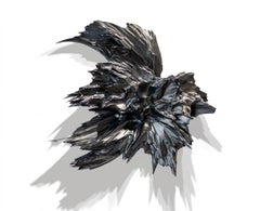 Large Abstract Fractured Wall Sculpture, Satin Black, Limited Edition, #7 of 25
