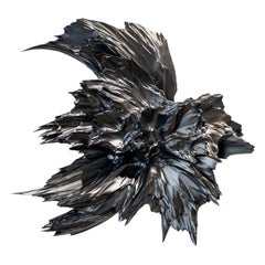 Large Abstract Fractured Wall Sculpture, Satin Black, Limited Edition, #7 of 25