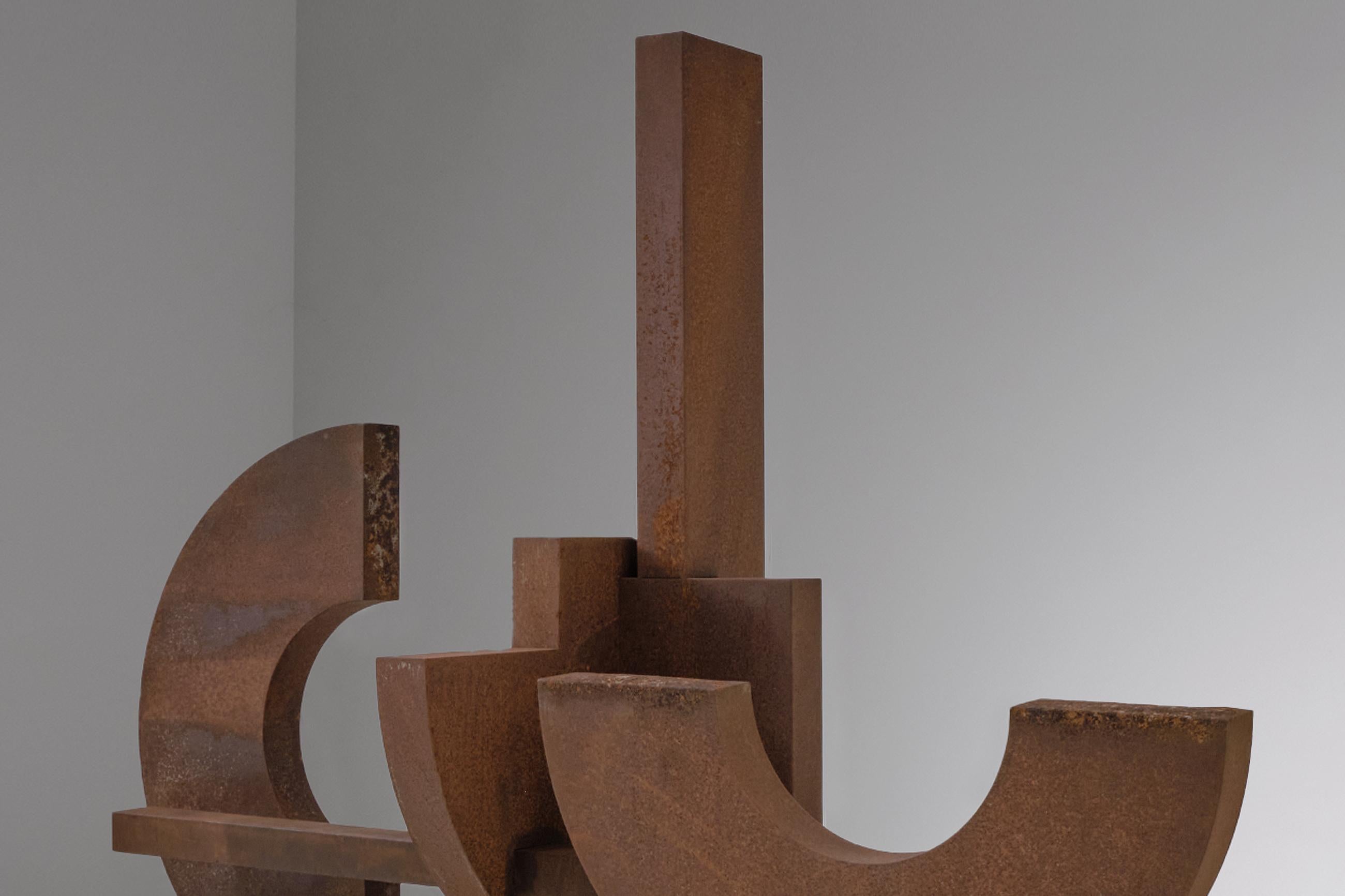Mid-Century Modern Grande sculpture gomtrique abstraite en acier Corten, 1970 en vente