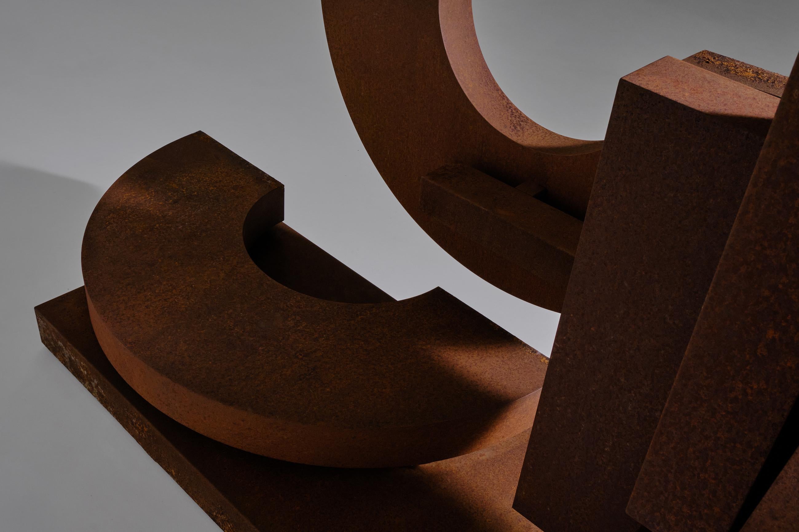 Large Abstract Geometric Corten Steel Sculpture, 1970s In Good Condition For Sale In Rotterdam, NL