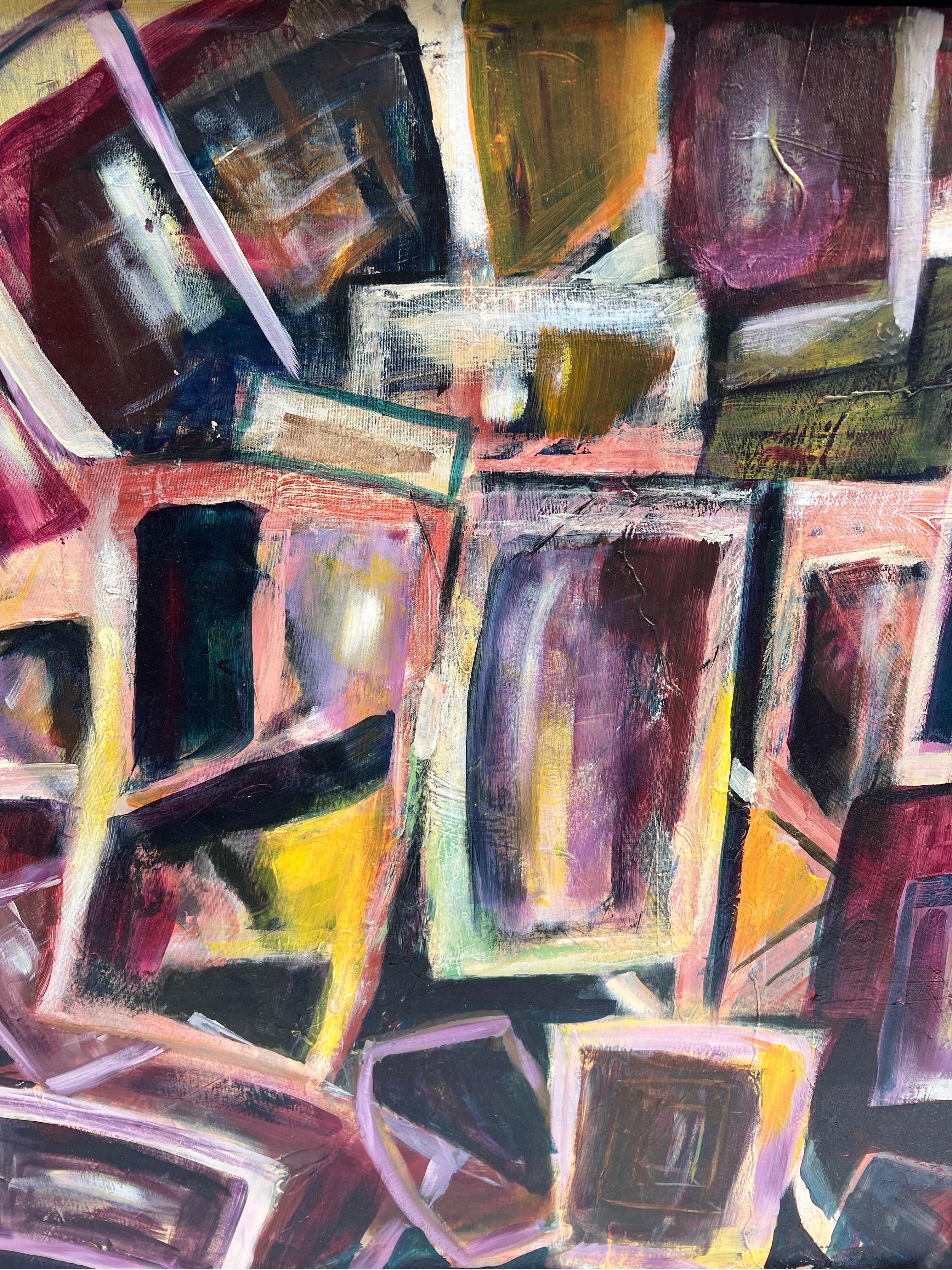 Großes abstraktes geometrisches Gemälde von Carol Bertrand (Postmoderne) im Angebot