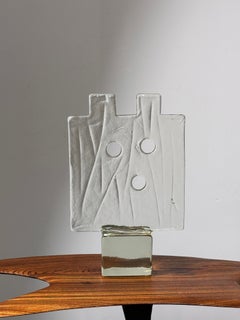 Grande scultura astratta in blocchi di vetro di Luciano Gaspari per Salviati 1960s