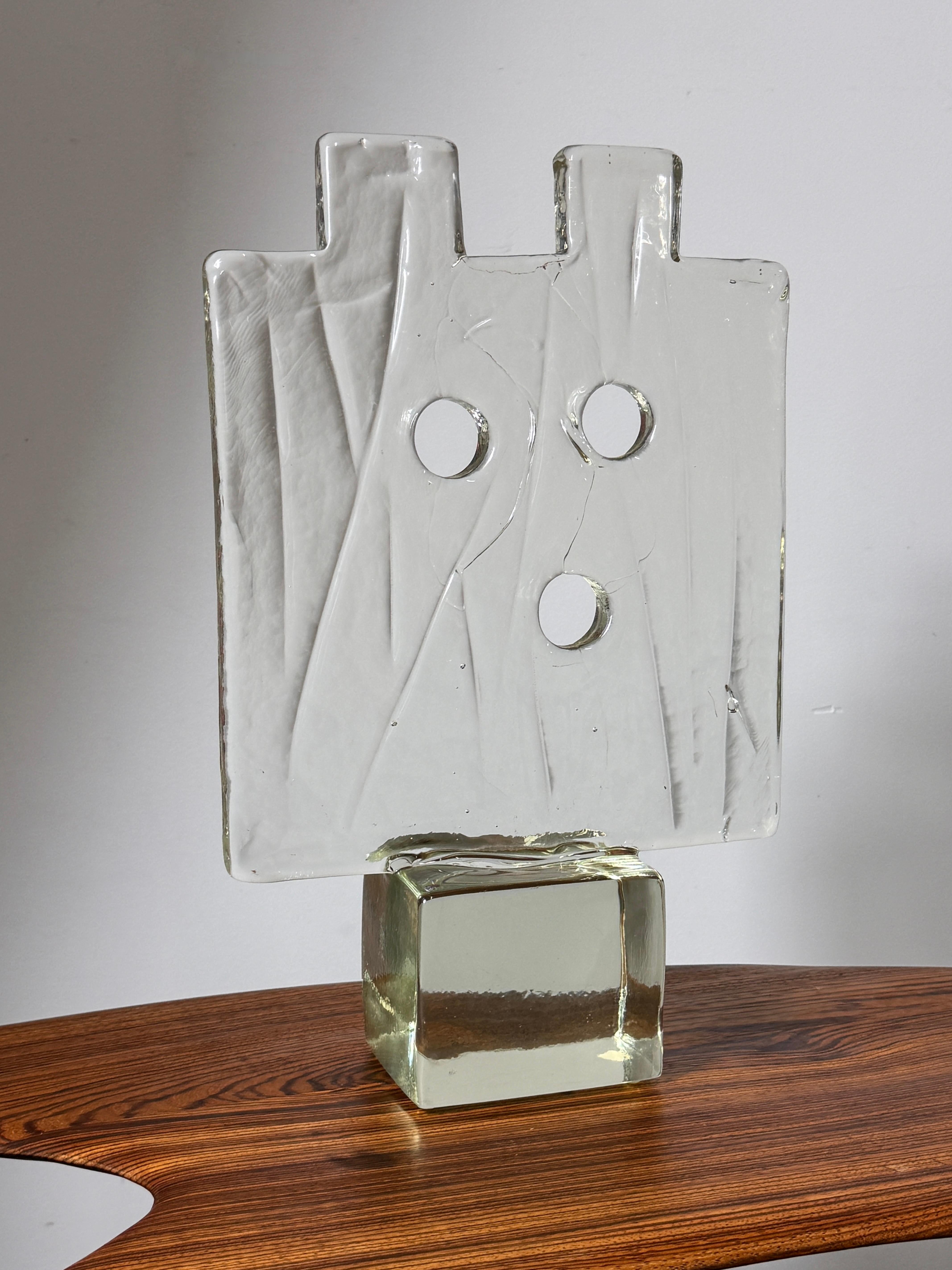 Large Abstract Glass Block Sculpture by Luciano Gaspari for Salviati Italy 1960s In Good Condition In Troy, MI