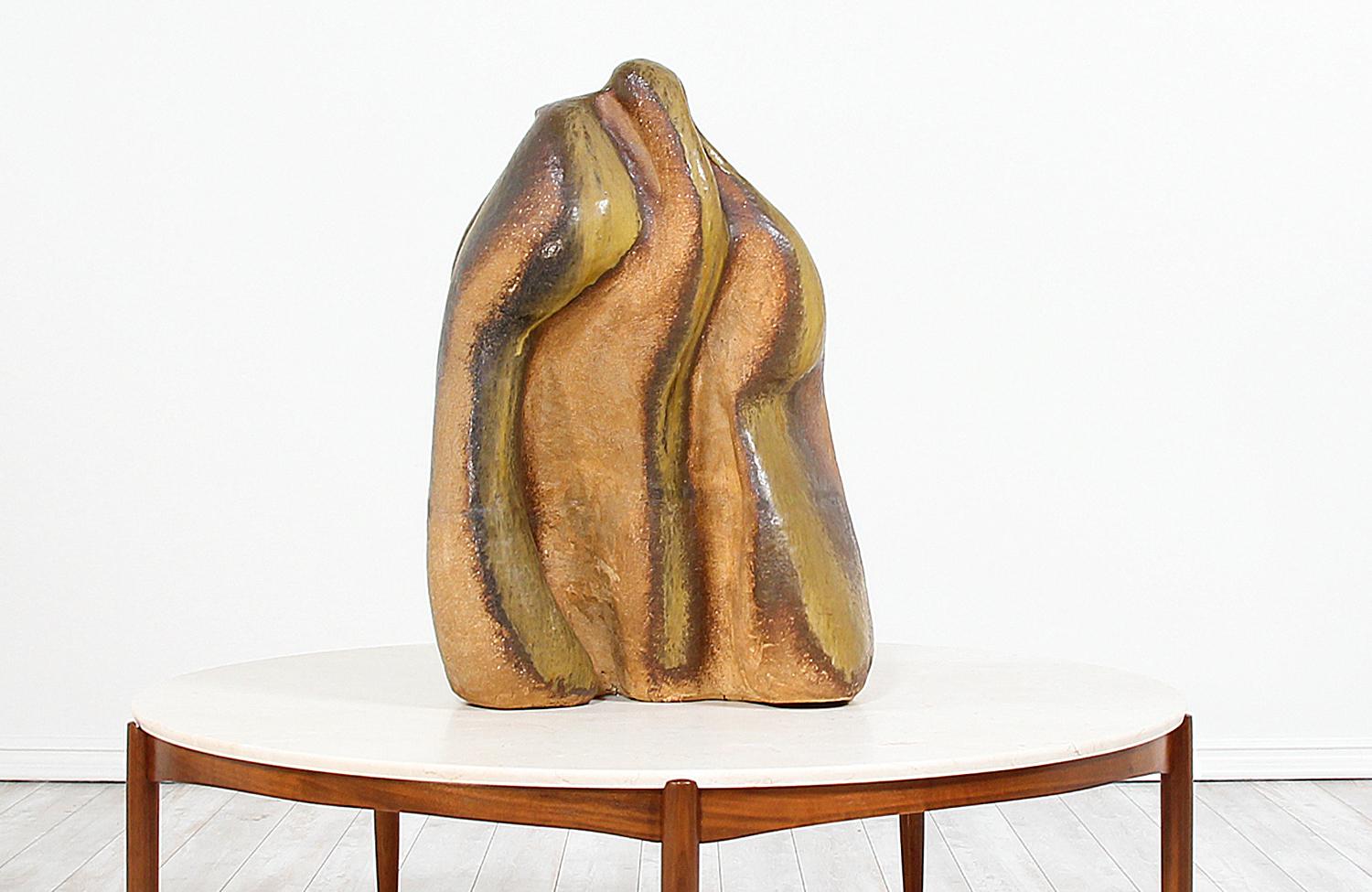 Mid-Century Modern Large Abstract Glazed Ceramic Sculpture