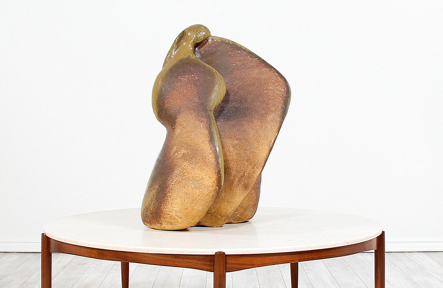 Mid-20th Century Large Abstract Glazed Ceramic Sculpture