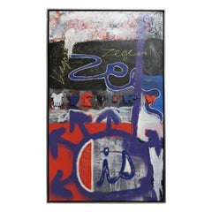 Large Abstract Graffiti Art Mixed-Media Painting