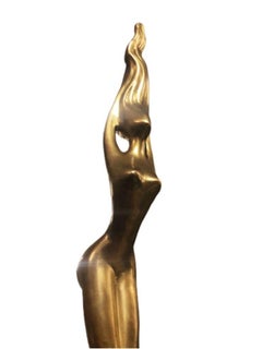 Large Abstract Lovers Bronze Sculpture on Enameled Steel Base