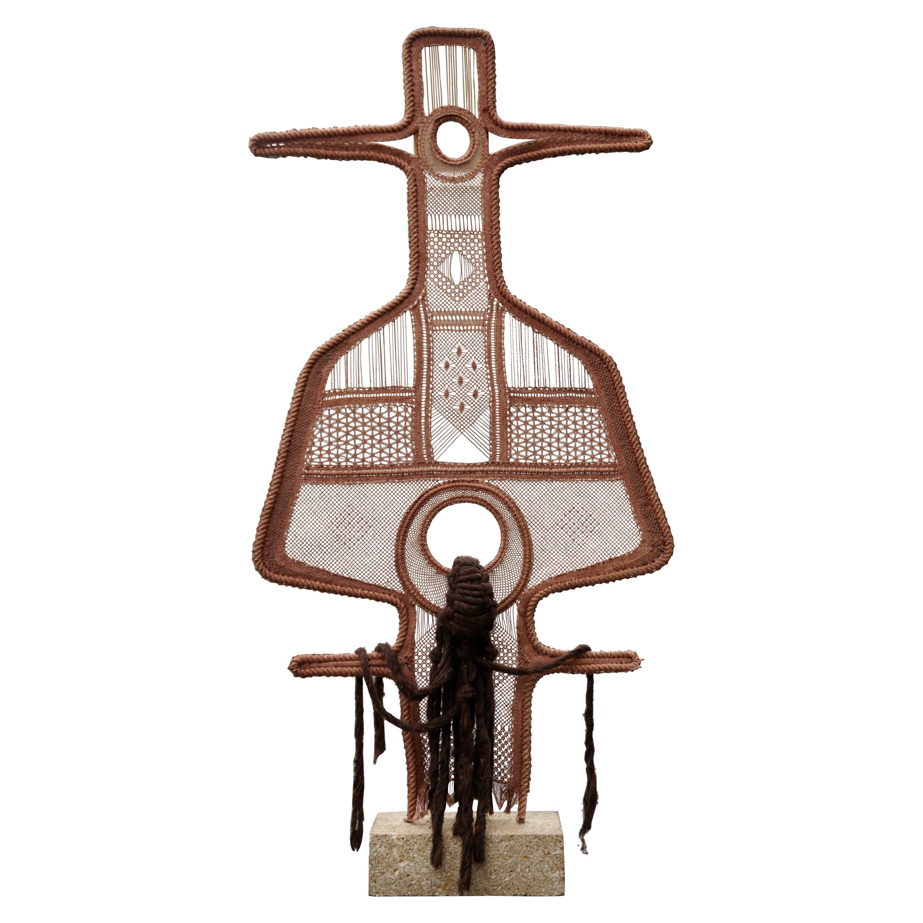 Large Abstract Macramé Cat Sculpture