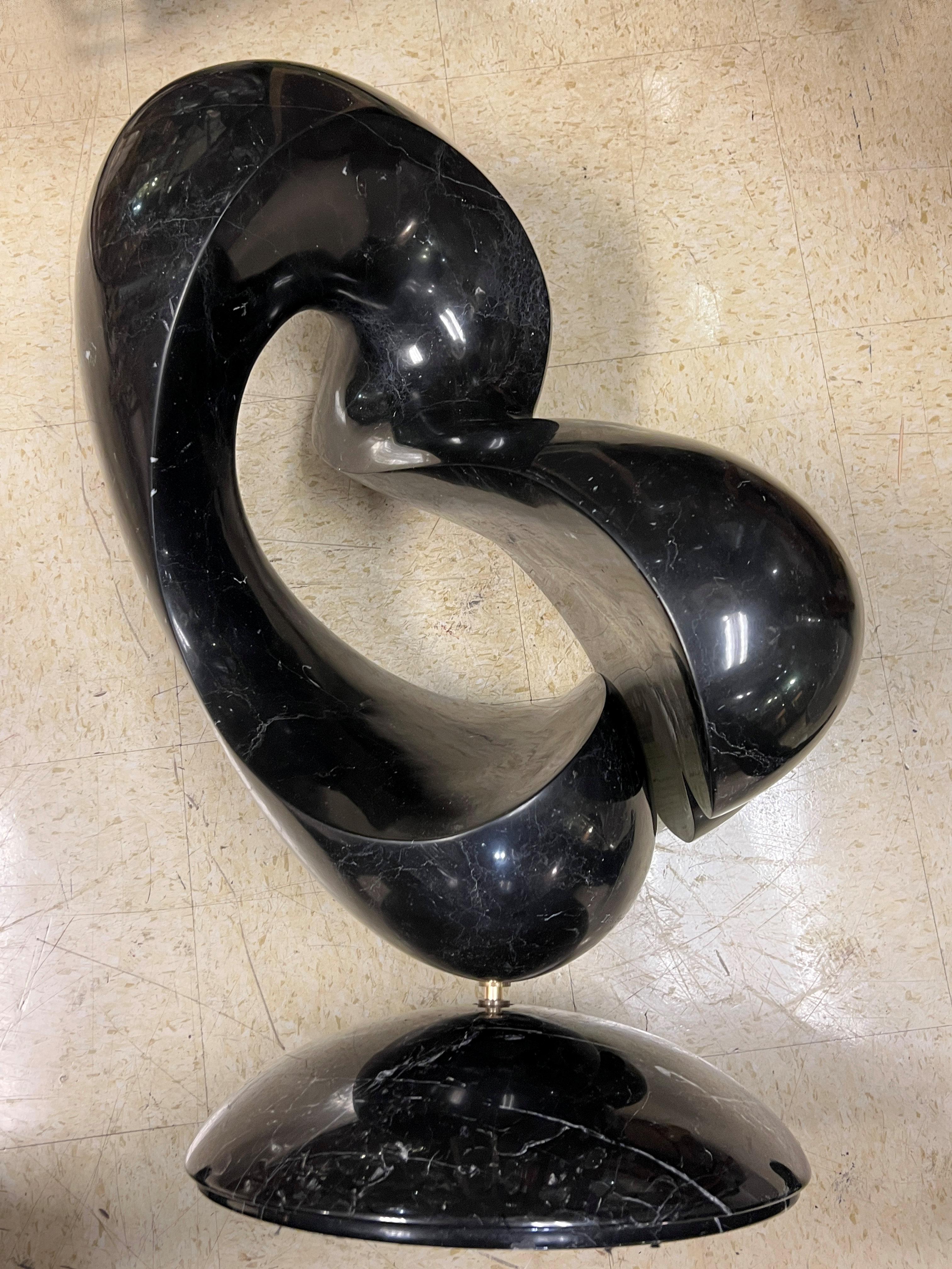 Large abstract mid century black marble sculpture by Ellen Brenner Sorensen.