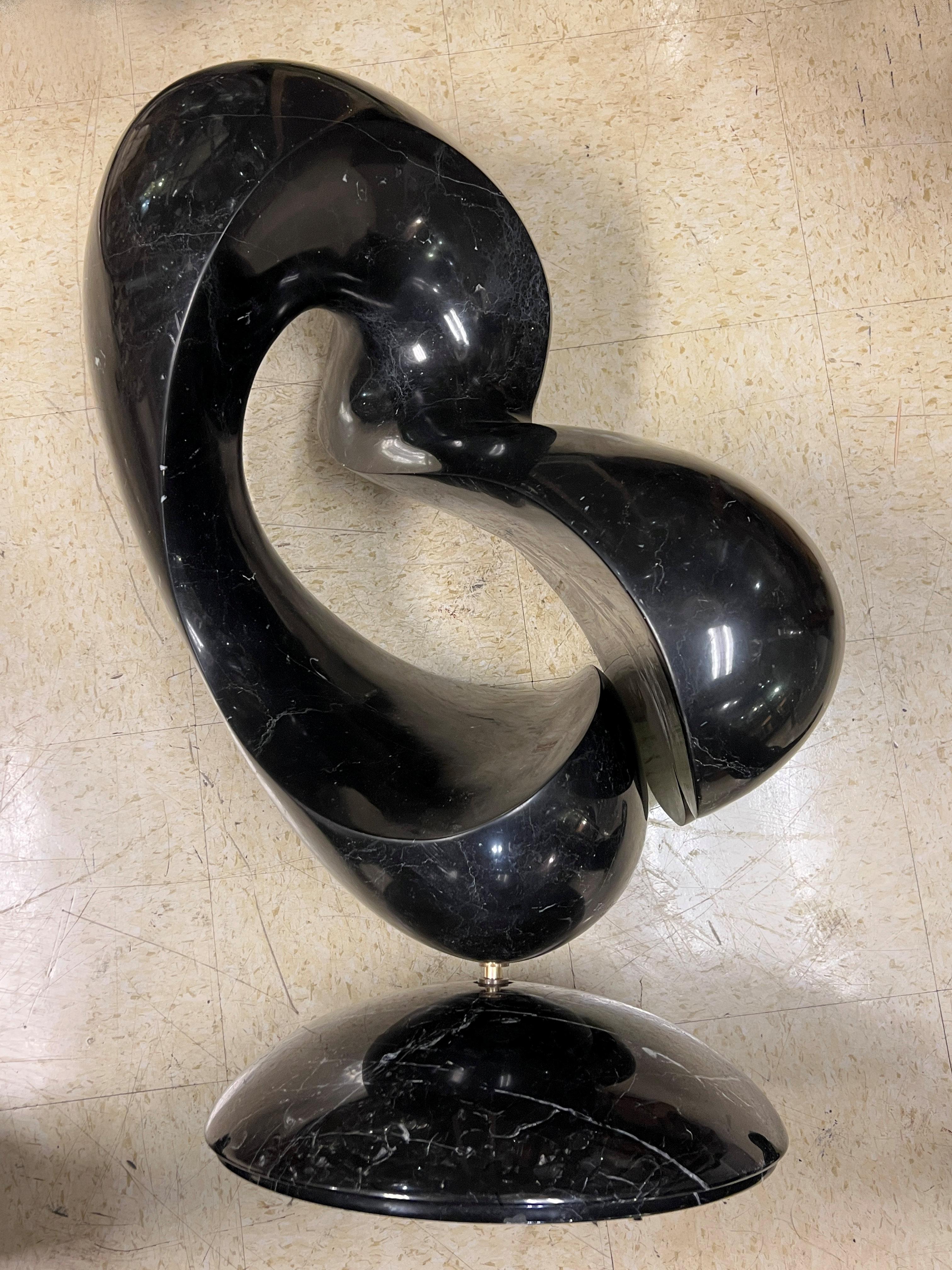 Large Abstract Mid Century Black Marble Sculpture by Ellen Brenner Sorensen In Good Condition For Sale In New York, NY