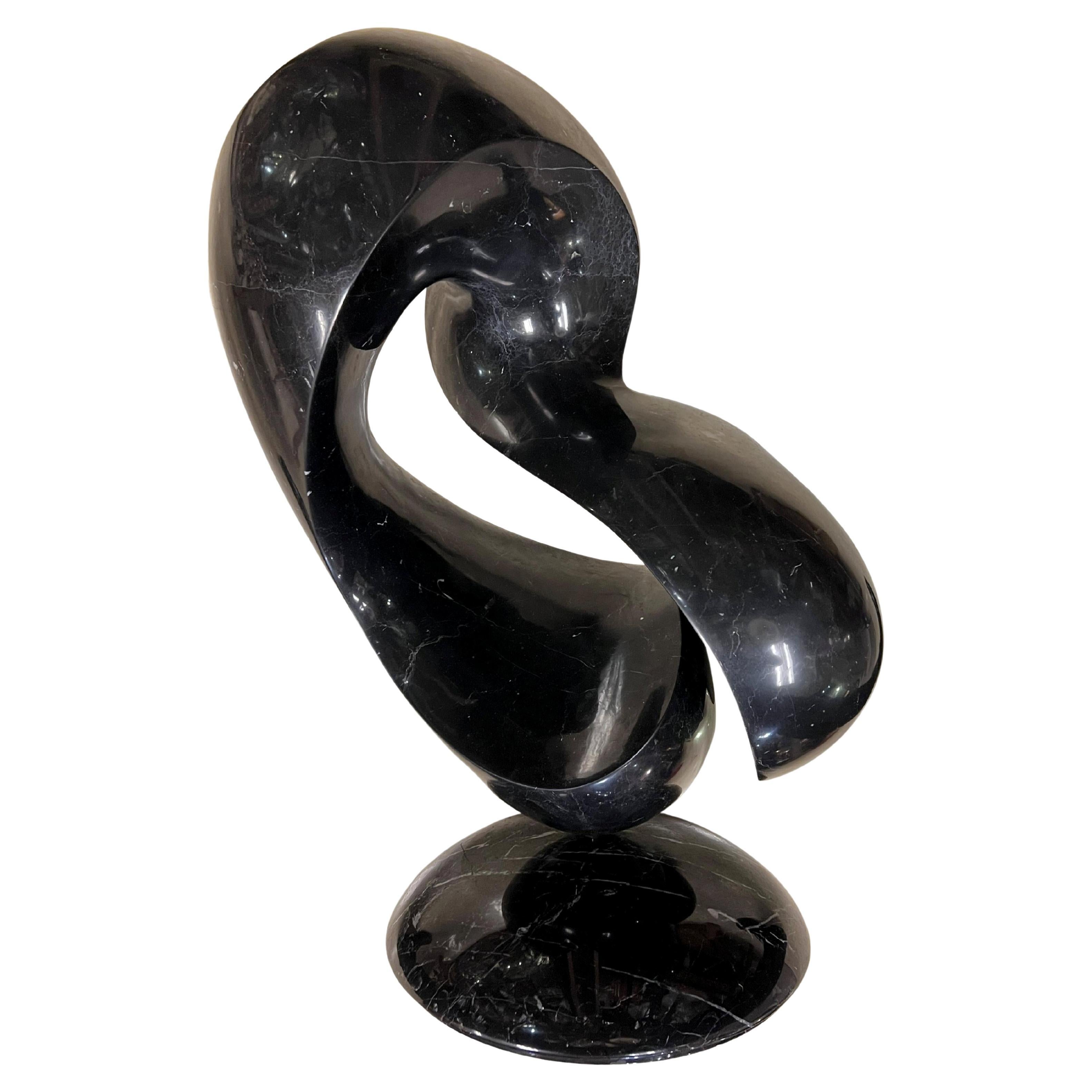 Large Abstract Mid Century Black Marble Sculpture by Ellen Brenner Sorensen