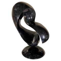Large Abstract Mid Century Black Marble Sculpture by Ellen Brenner Sorensen