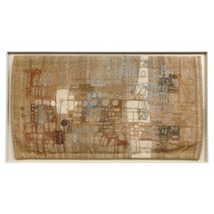 Large Abstract Midcentury Scandinavian Wall Hanging Tapestry in Shadow Box