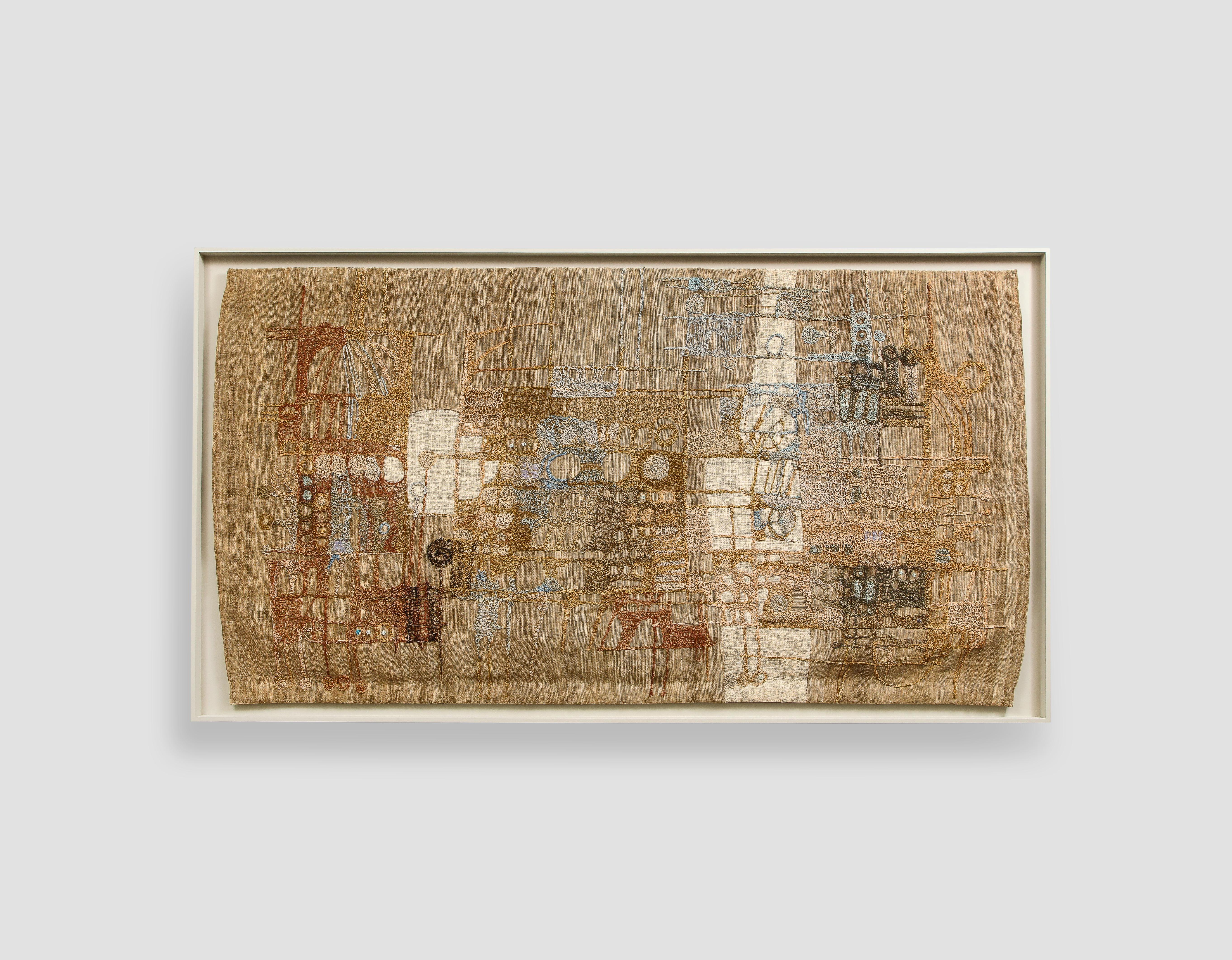 Mid-Century Modern Large Abstract Midcentury Scandinavian Wall Hanging Tapestry in Shadow Box