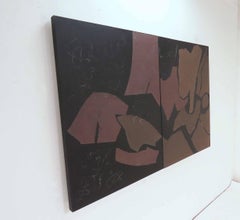 Large Abstract Mixed Media Diptych Painting by Polly Doyle Dated 1978