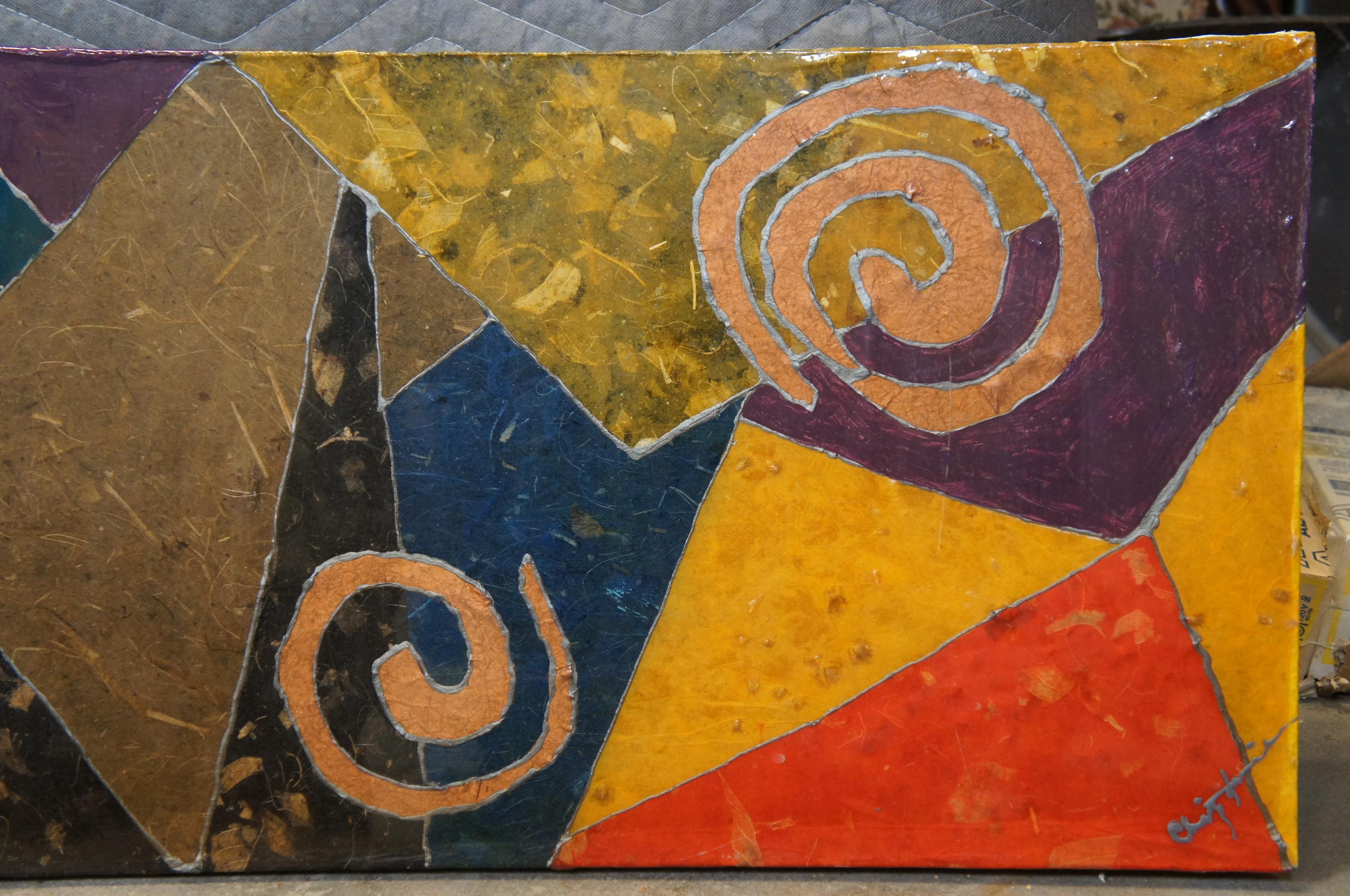 Panel de collage abstracto geométrico en espiral 61 Resina en venta