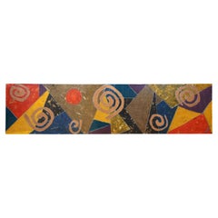 Large Abstract Mixed Media Geometric Spiral Wall Art Collage Panel 61"
