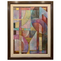 Large Abstract Mixed-Media Painting with Gold Leaf, Richard Hall