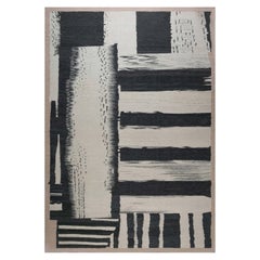 Grand tapis abstrait géométrique moderne à tissage plat de Doris Leslie Blau