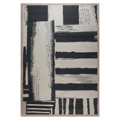 Large Abstract Modern Geometric Flat-Weave Rug by Doris Leslie Blau