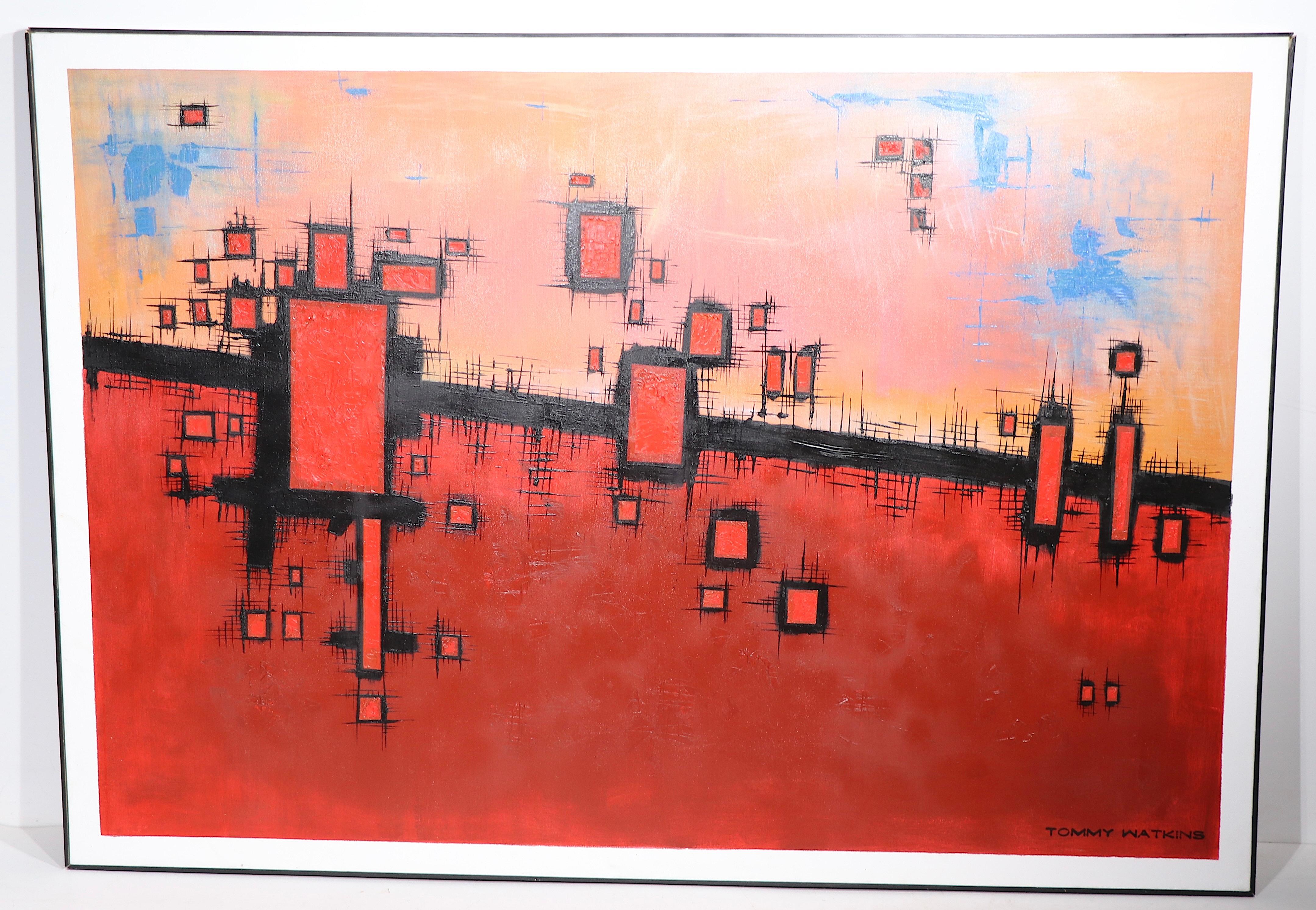 20th Century Large Abstract  Modernist Acrylic Painting on Canvas by Tommy Watkins  For Sale