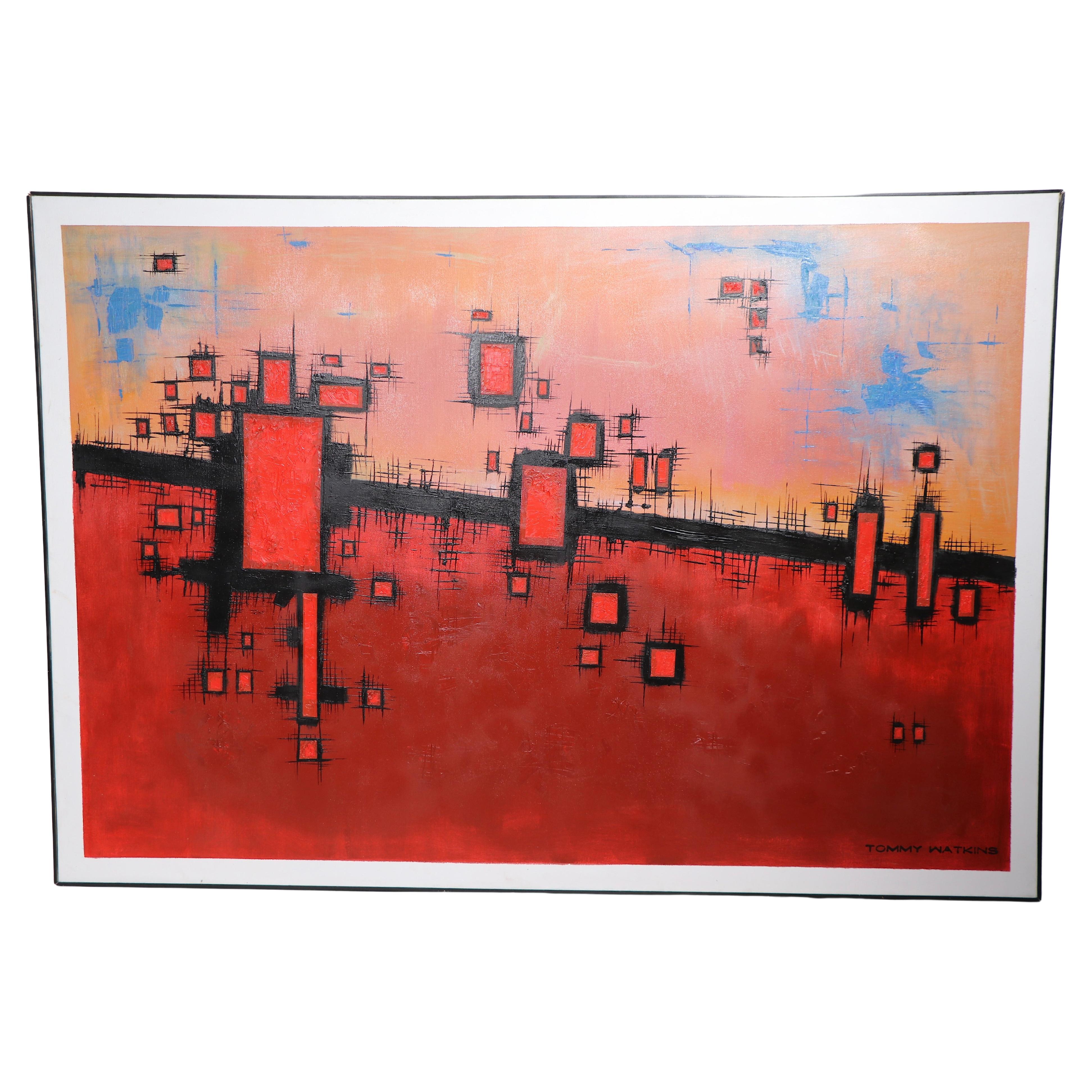 Large Abstract  Modernist Acrylic Painting on Canvas by Tommy Watkins  For Sale