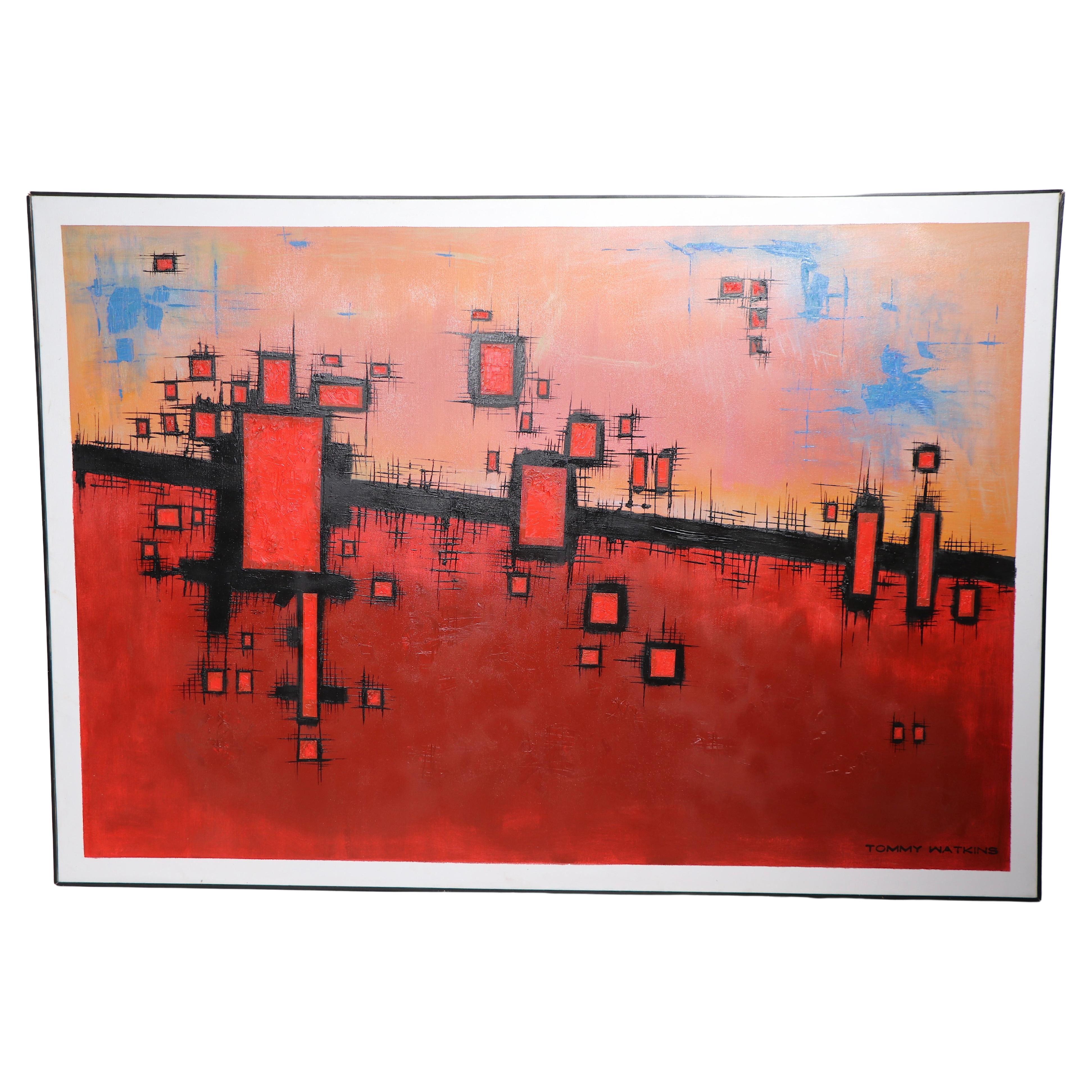 Resumen grande  Pintura acrílica modernista sobre lienzo de Tommy Watkins