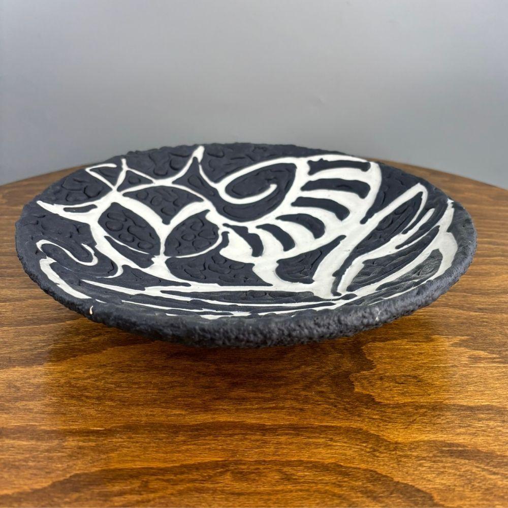 Brutalist Large Abstract Modernist Ceramic Bowl  For Sale