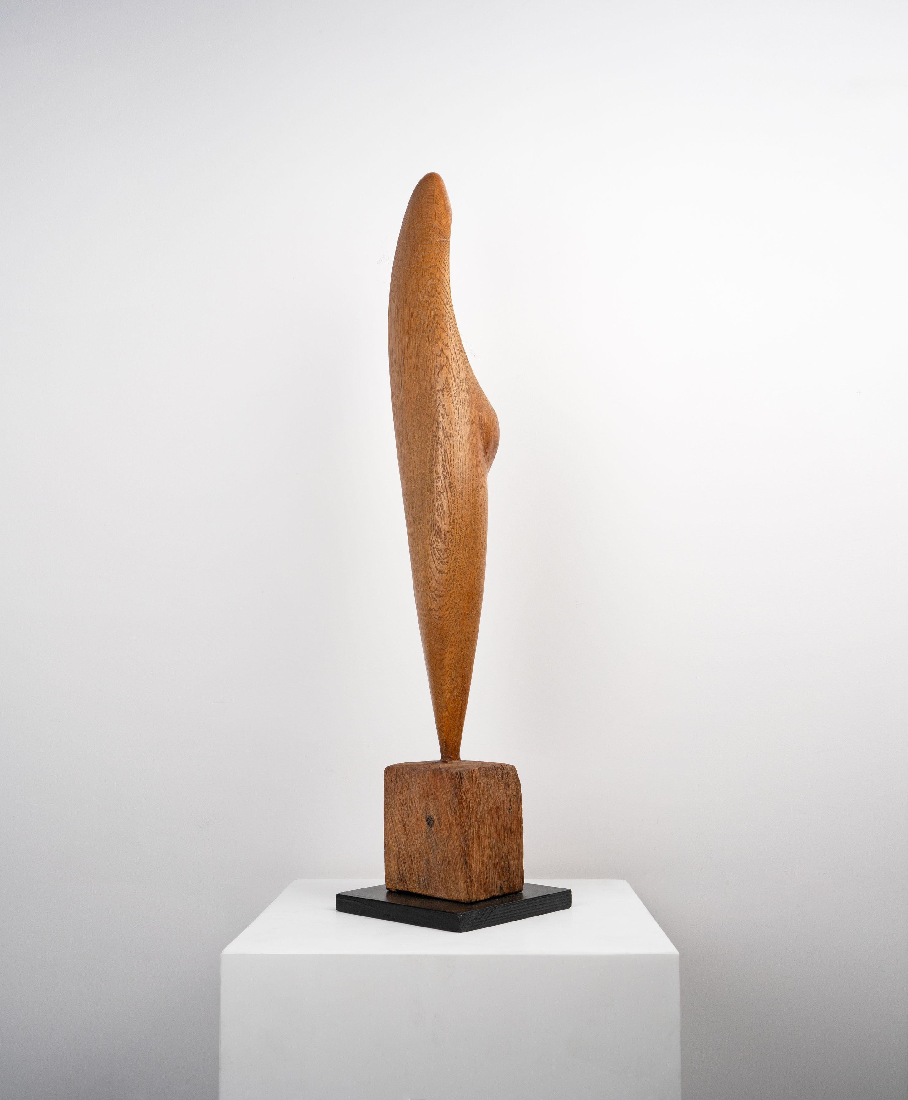 Unknown Large Abstract Modernist Oak Sculpture, c.1960 For Sale