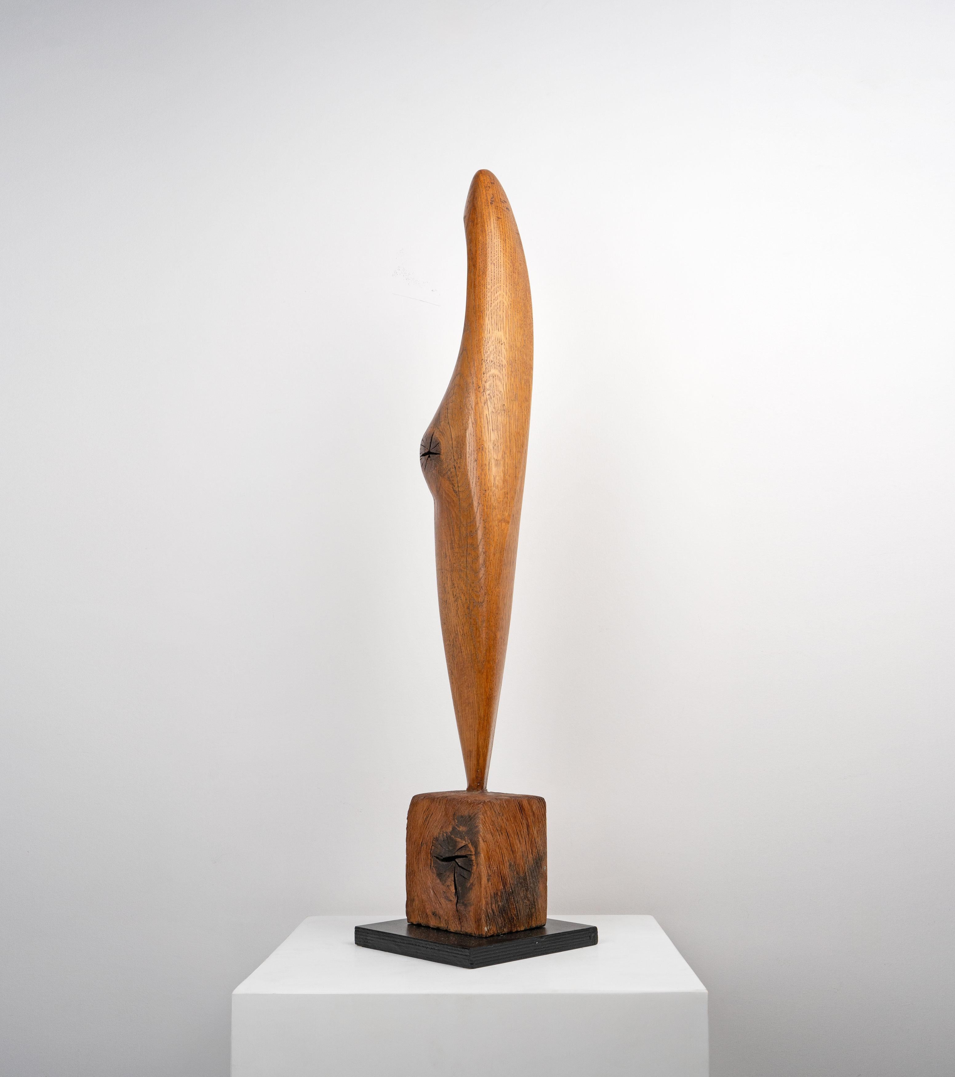 Mid-20th Century Large Abstract Modernist Oak Sculpture, c.1960 For Sale