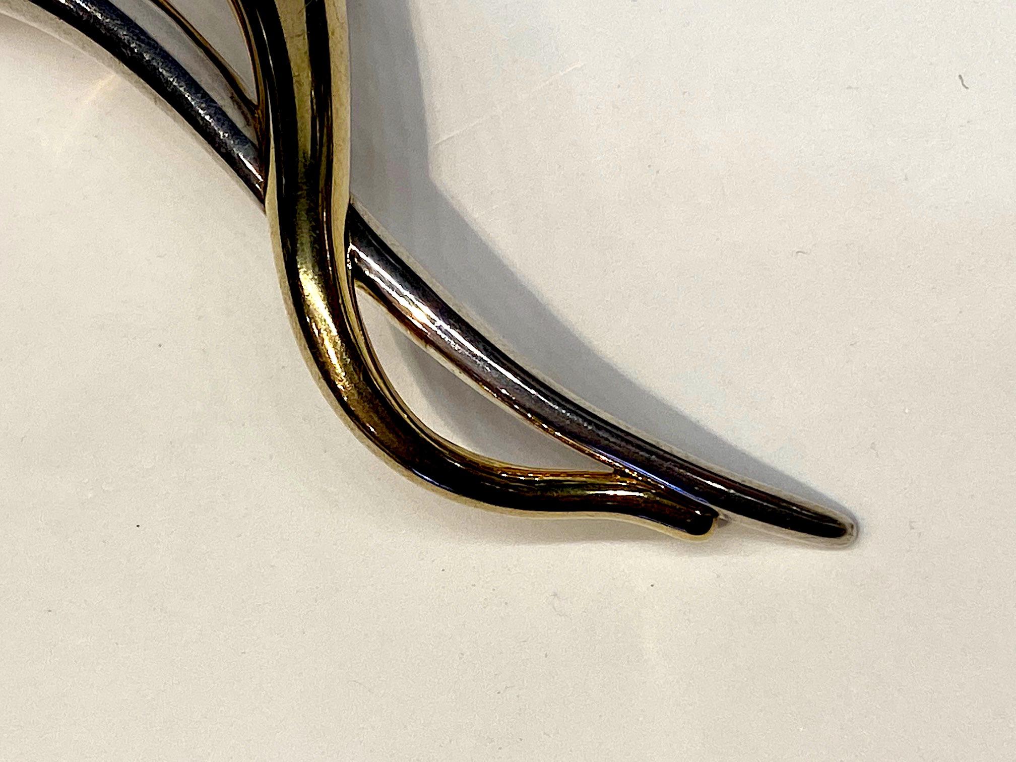 Large Abstract Modernist Sterling & Gold Brooch In Good Condition In New York, NY